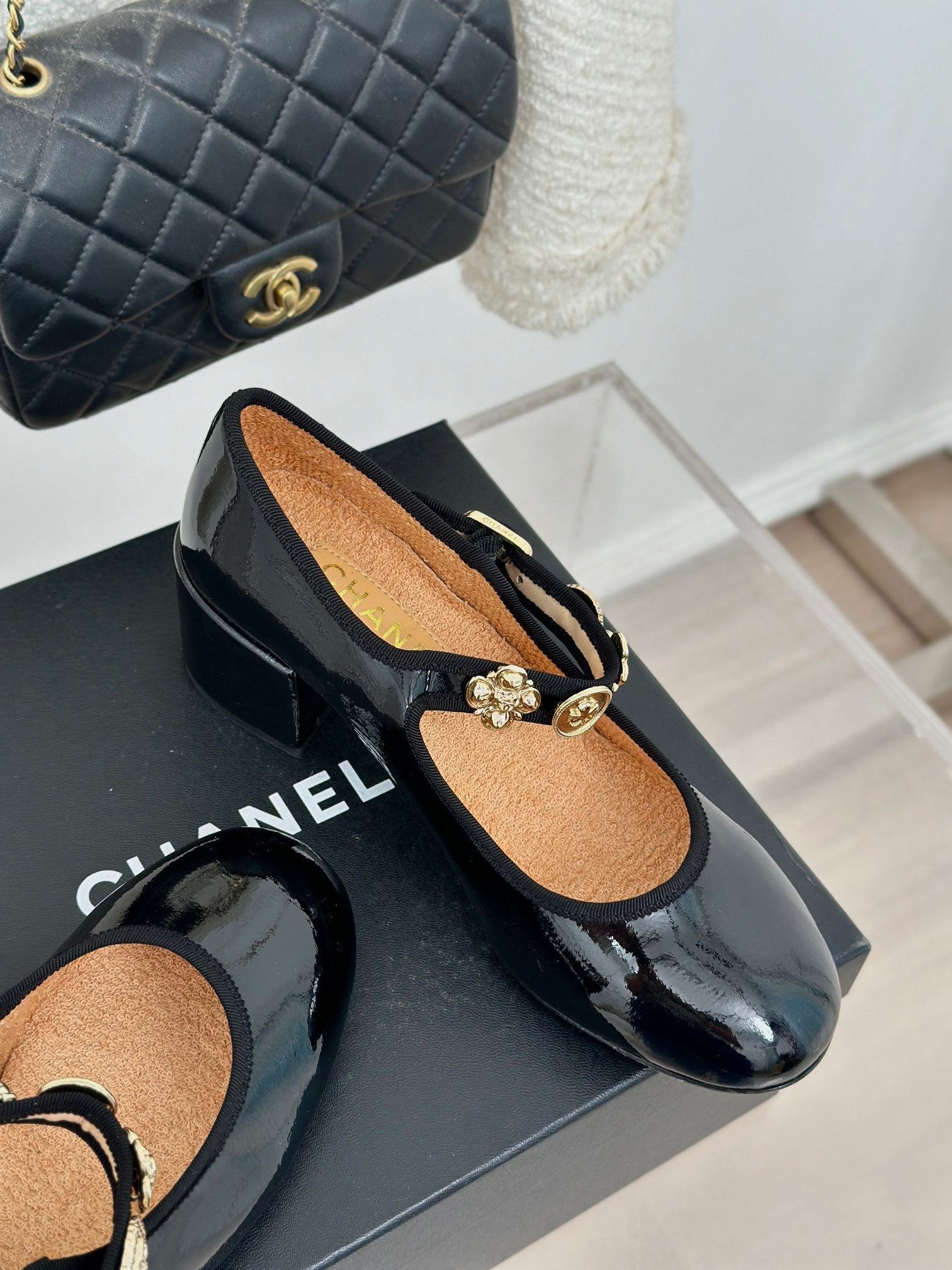 CC High Mary Jane Glossy Black Lambskin