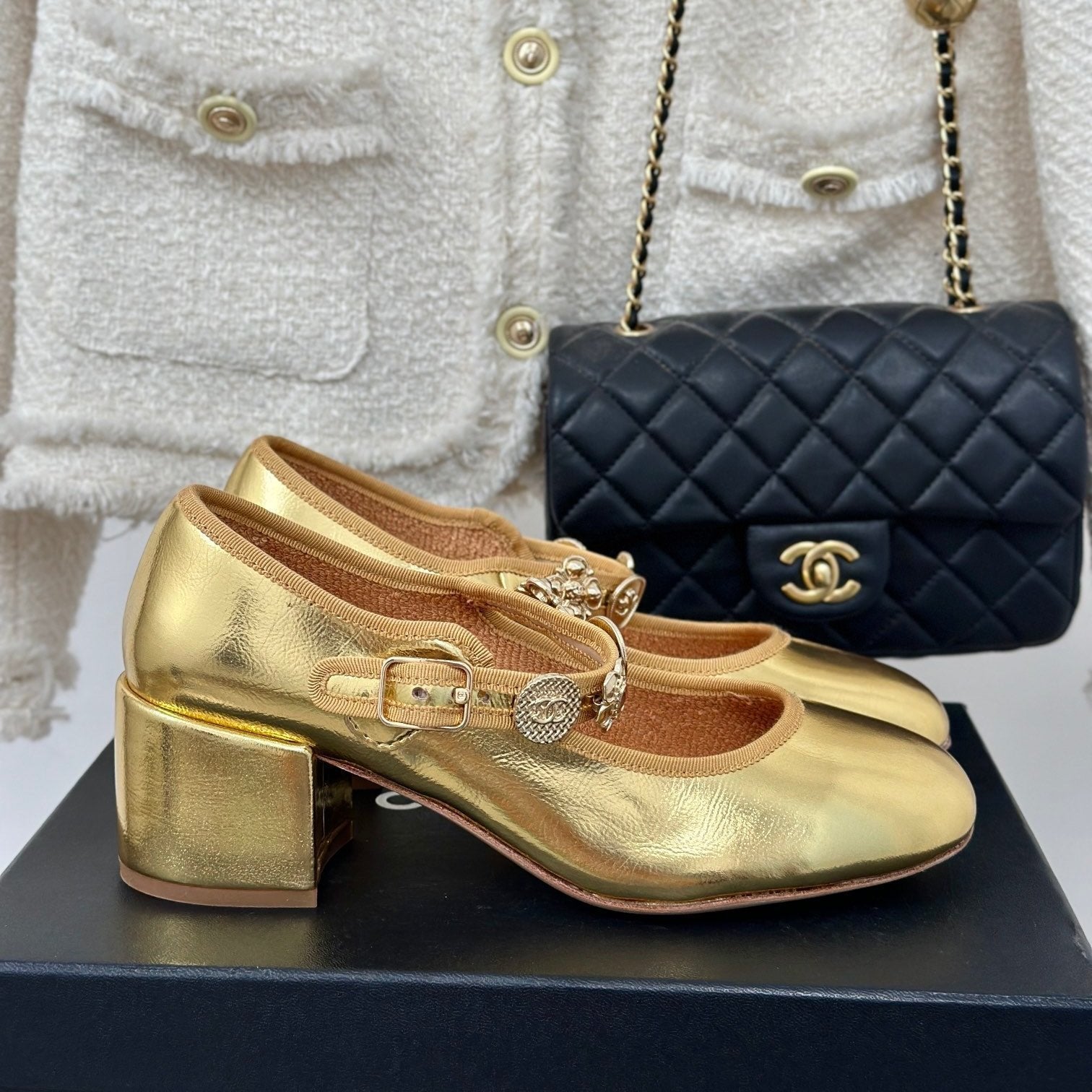 CC High Mary Jane Gold Lambskin