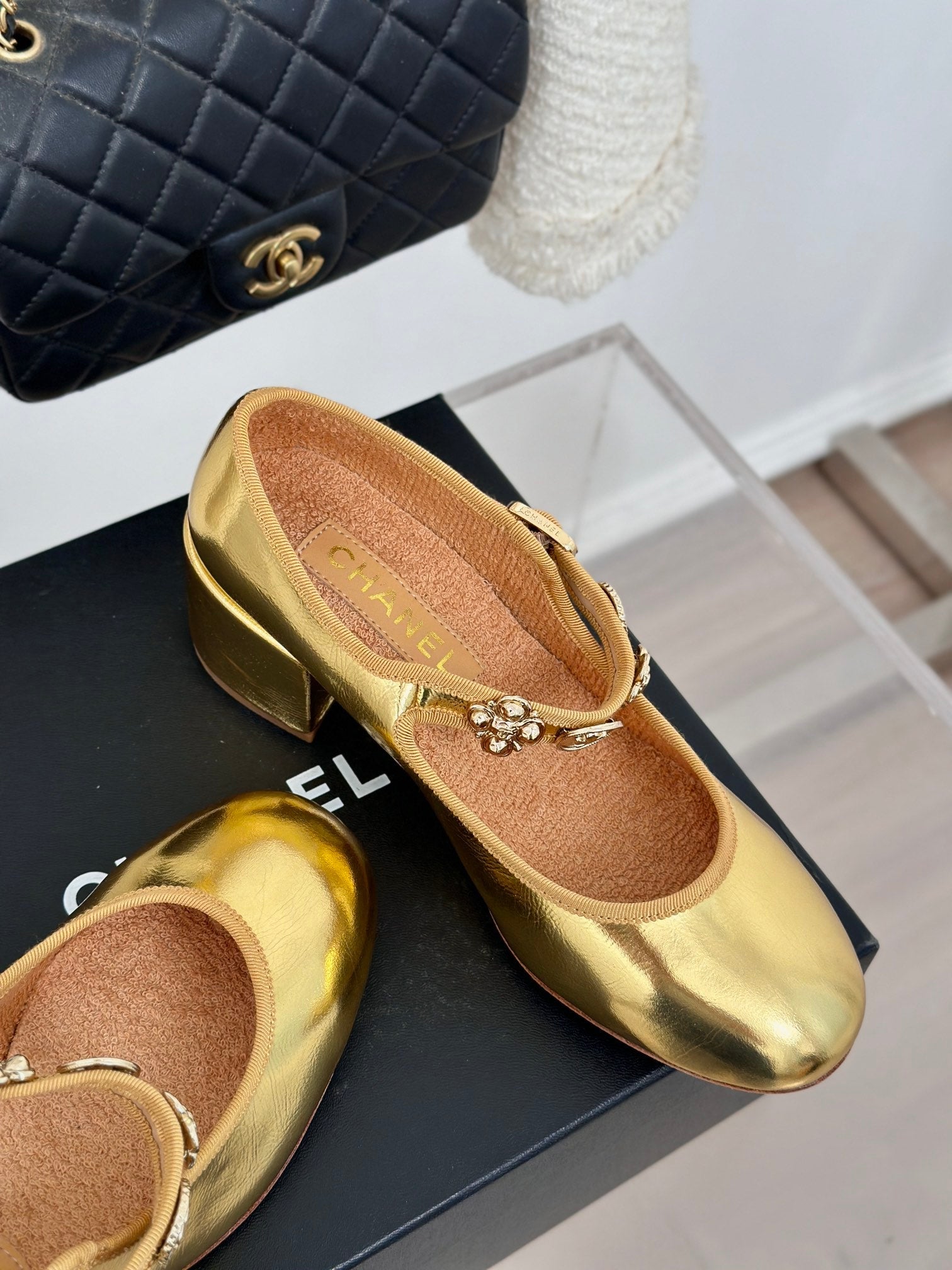 CC High Mary Jane Gold Lambskin