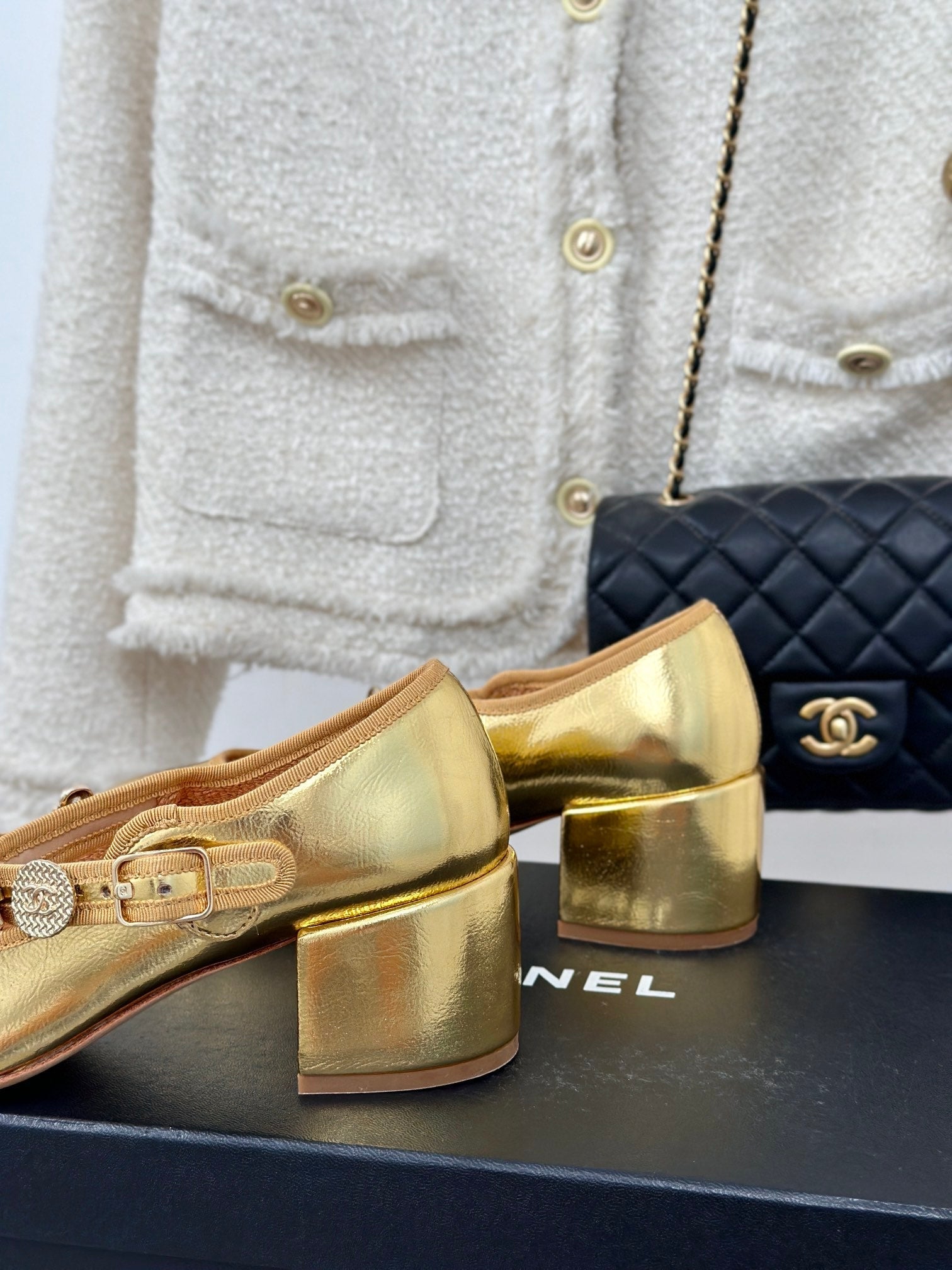 CC High Mary Jane Gold Lambskin