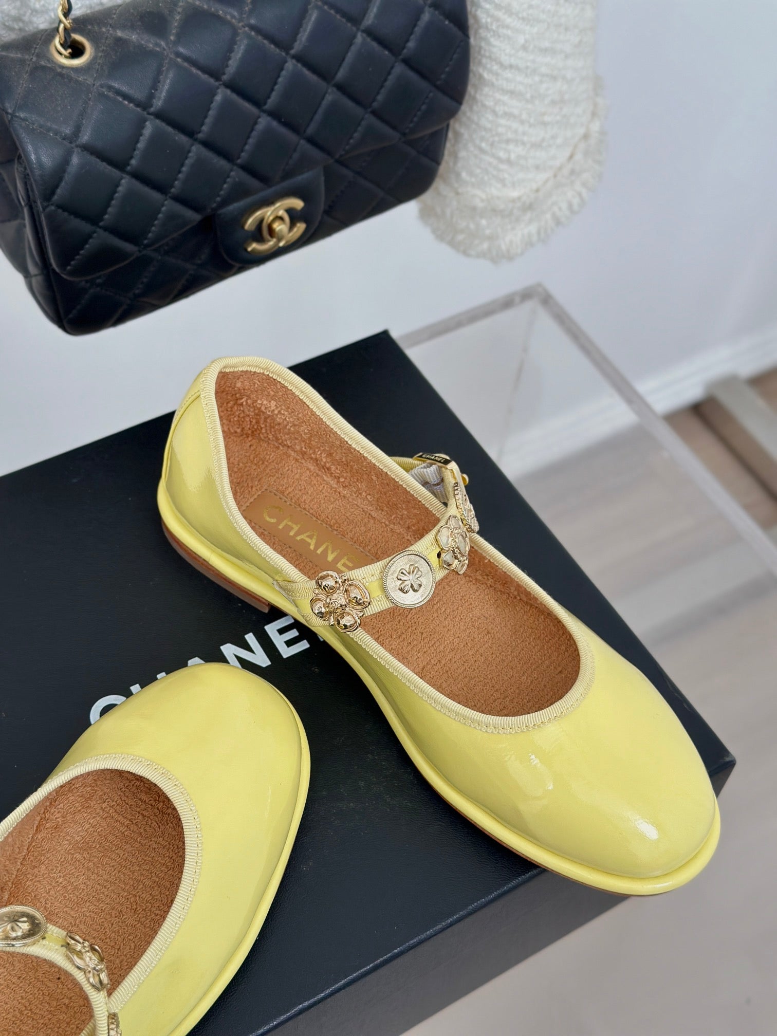 CC Mary Jane Glossy Lemon Yellow Cowhide And Lambskin