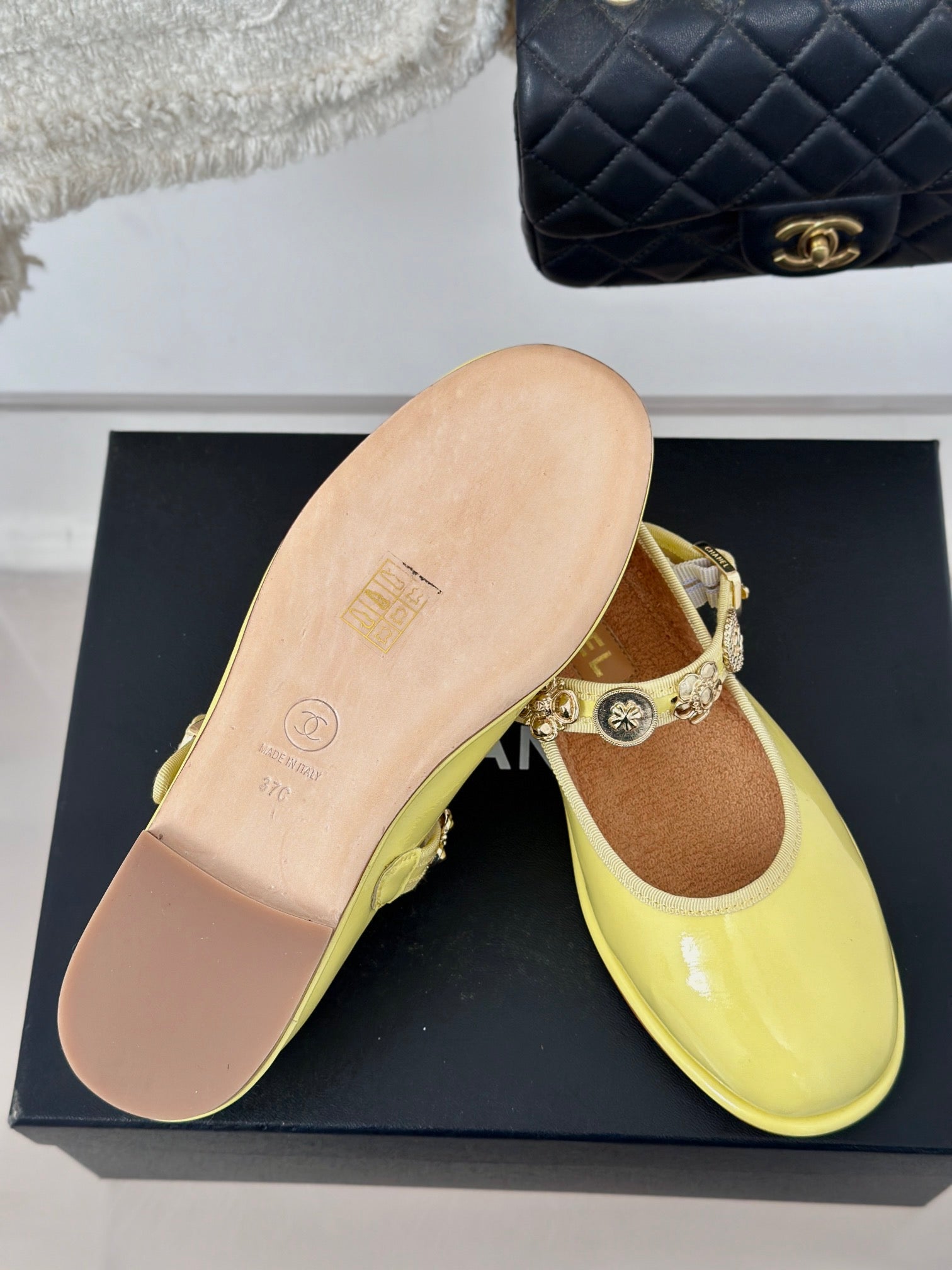 CC Mary Jane Glossy Lemon Yellow Cowhide And Lambskin