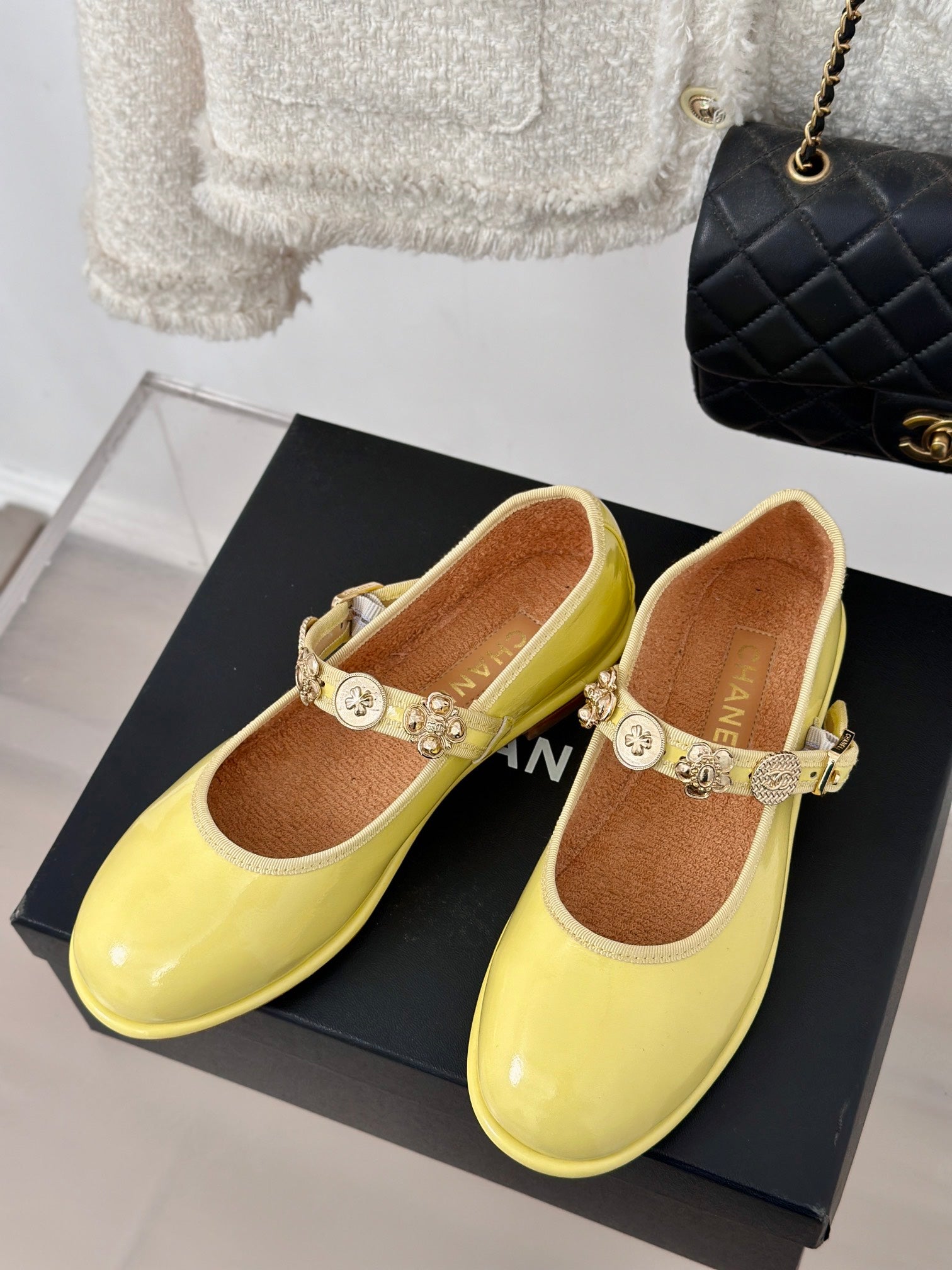 CC Mary Jane Glossy Lemon Yellow Cowhide And Lambskin