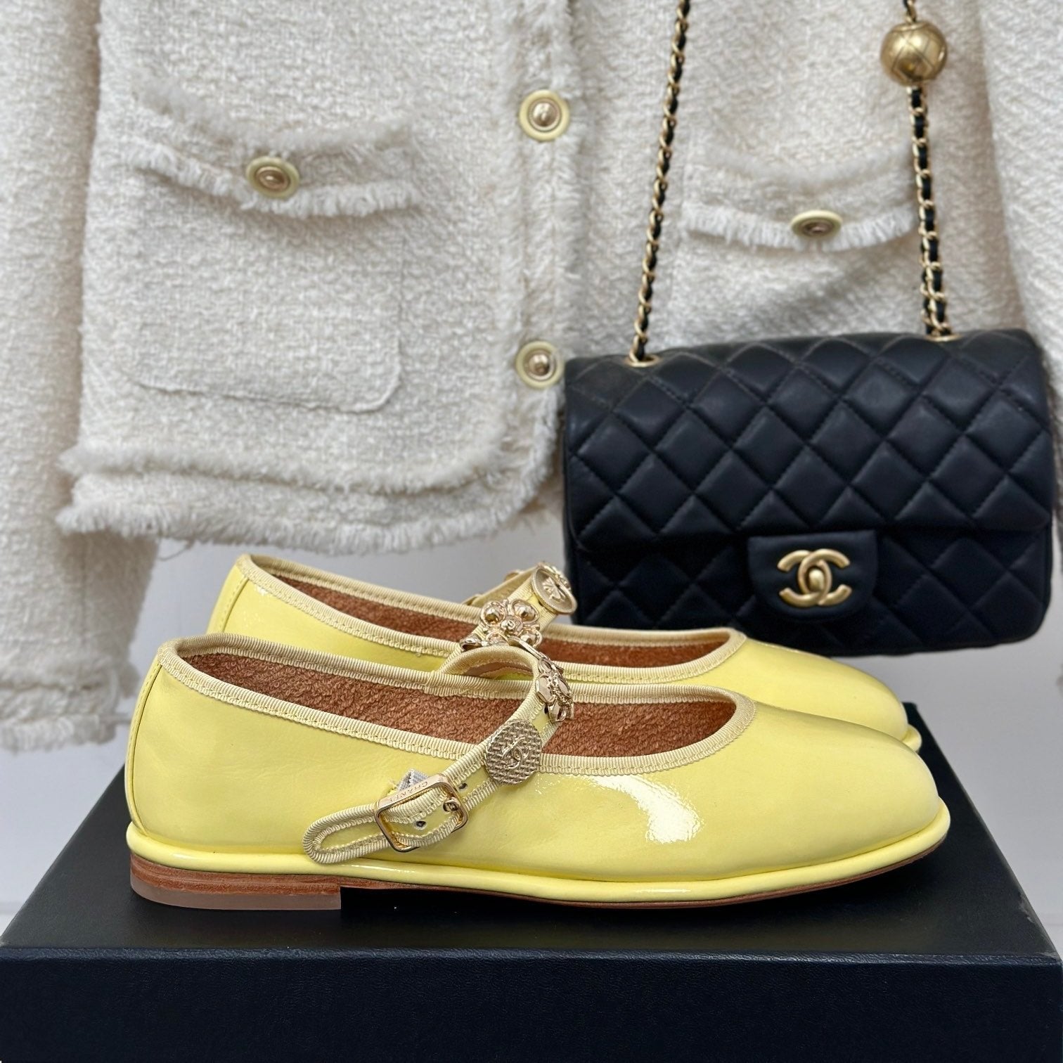 CC Mary Jane Glossy Lemon Yellow Cowhide And Lambskin