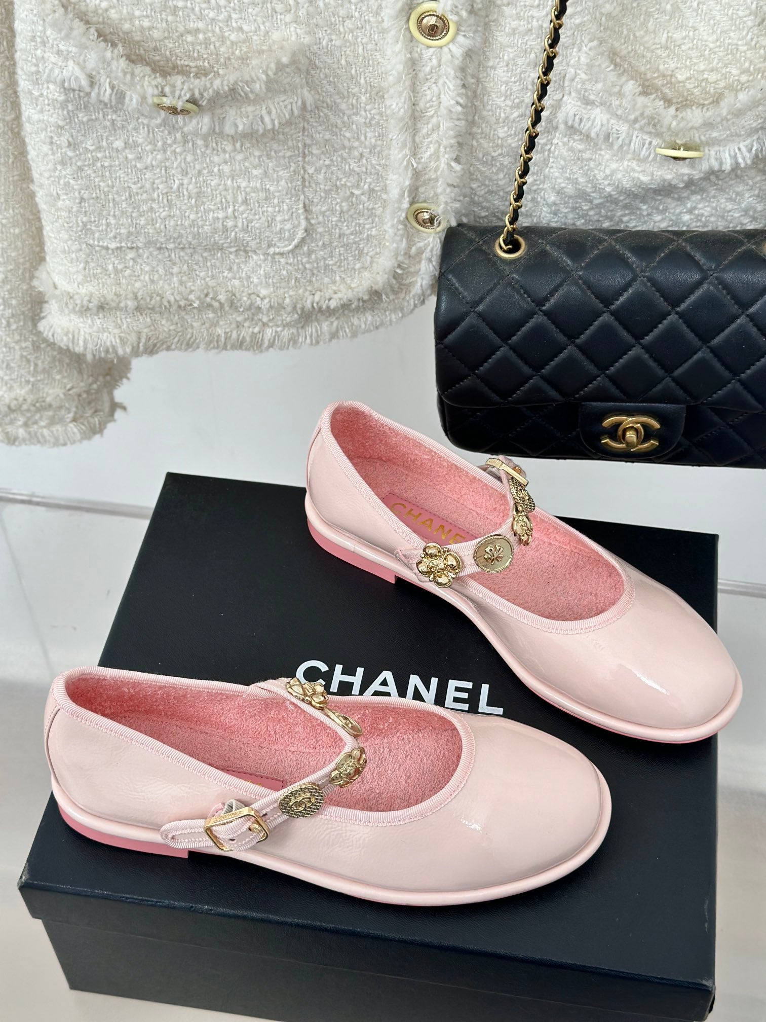 CC Mary Jane Glossy Pastel Pink Cowhide And Lambskin