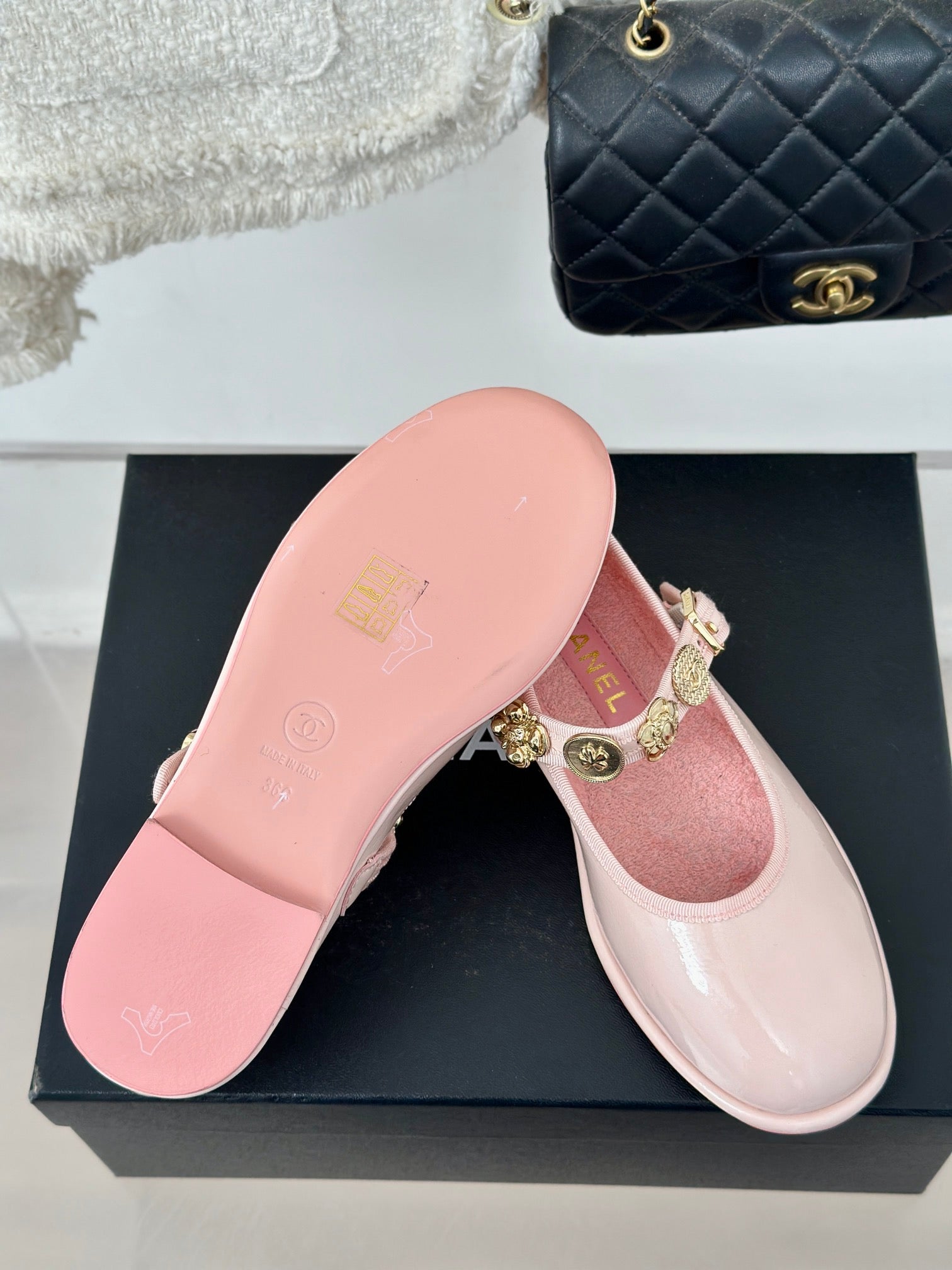 CC Mary Jane Glossy Pastel Pink Cowhide And Lambskin