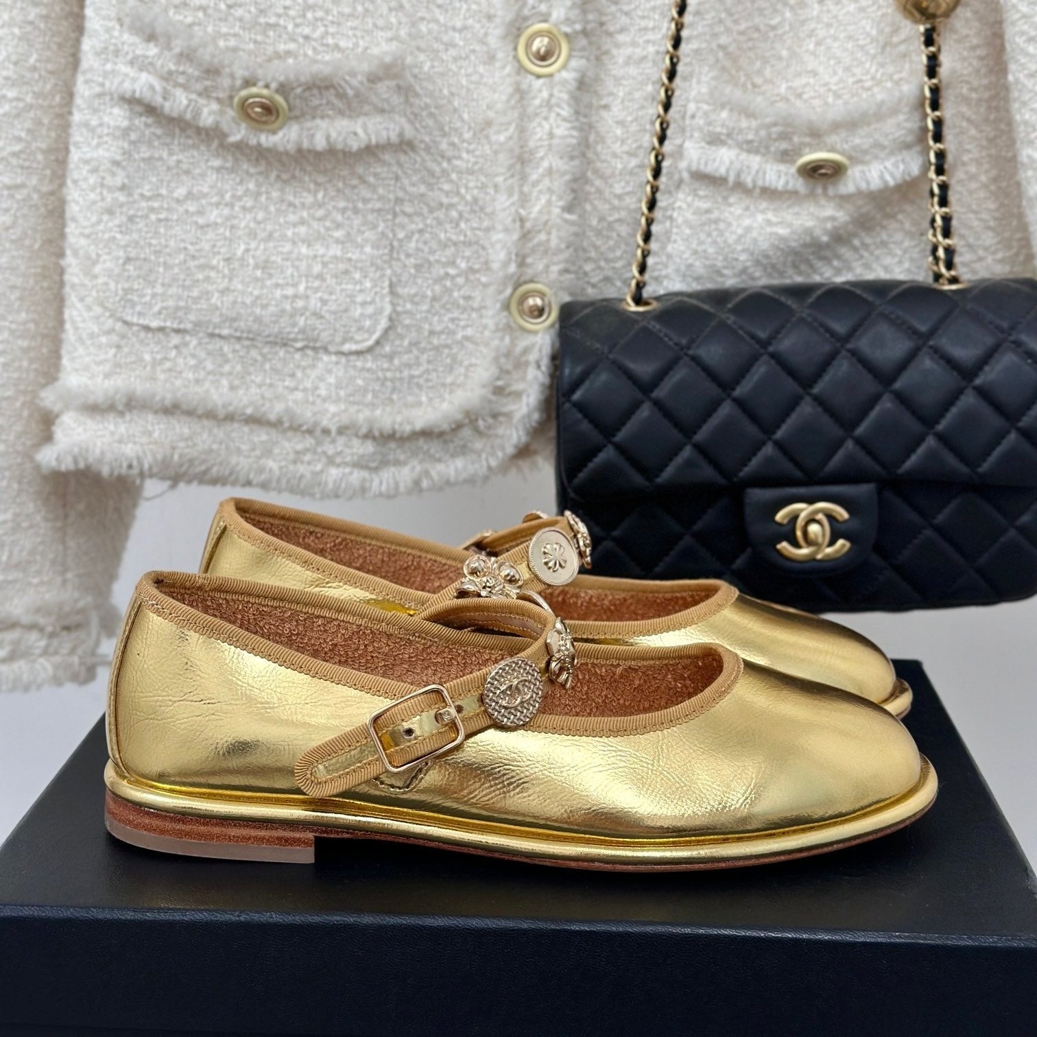 CC Mary Jane Gold Cowhide And Lambskin