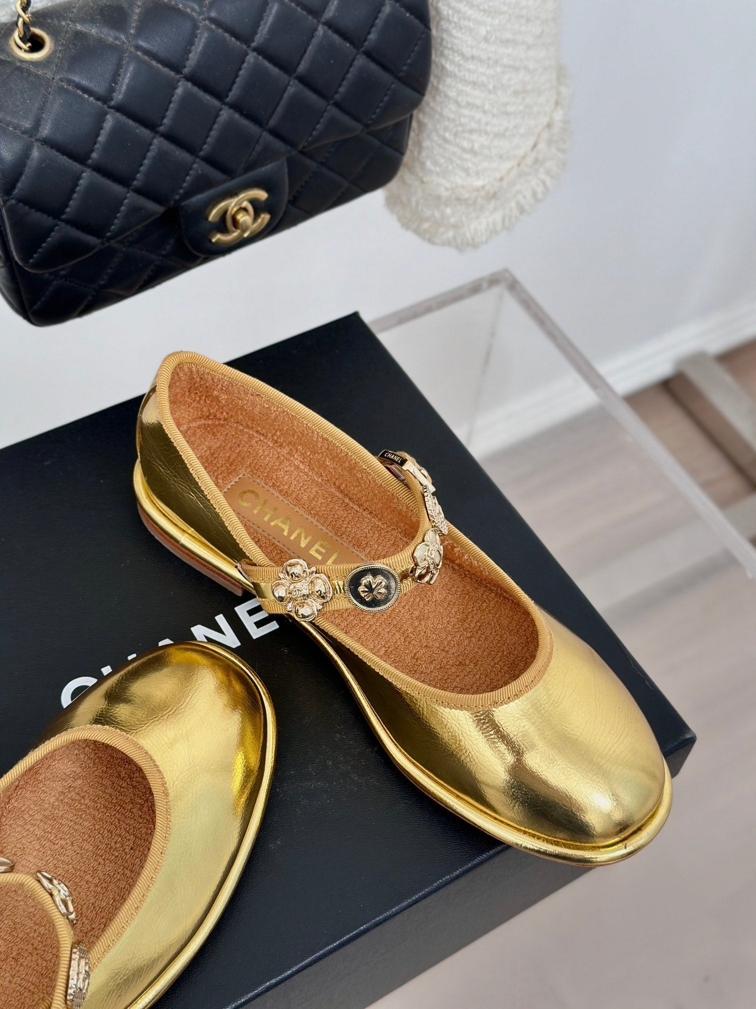 CC Mary Jane Gold Cowhide And Lambskin