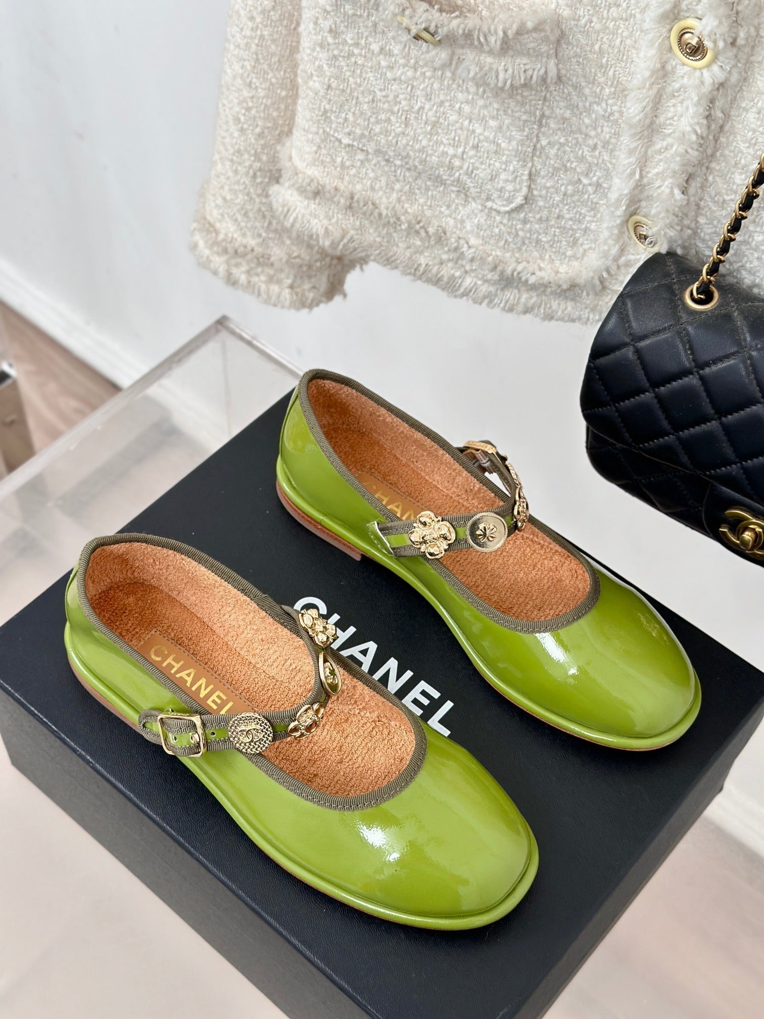 CC Mary Jane Glossy Young Green Cowhide And Lambskin