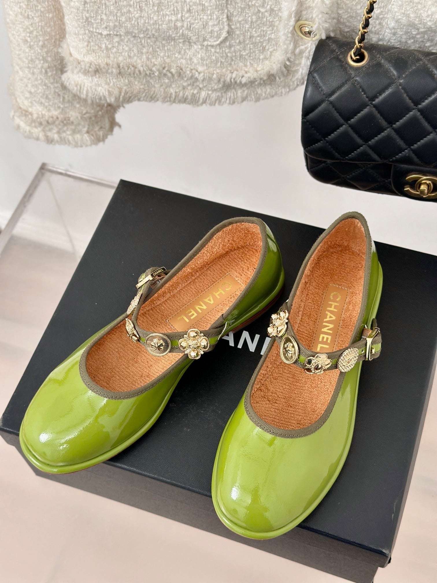 CC Mary Jane Glossy Young Green Cowhide And Lambskin