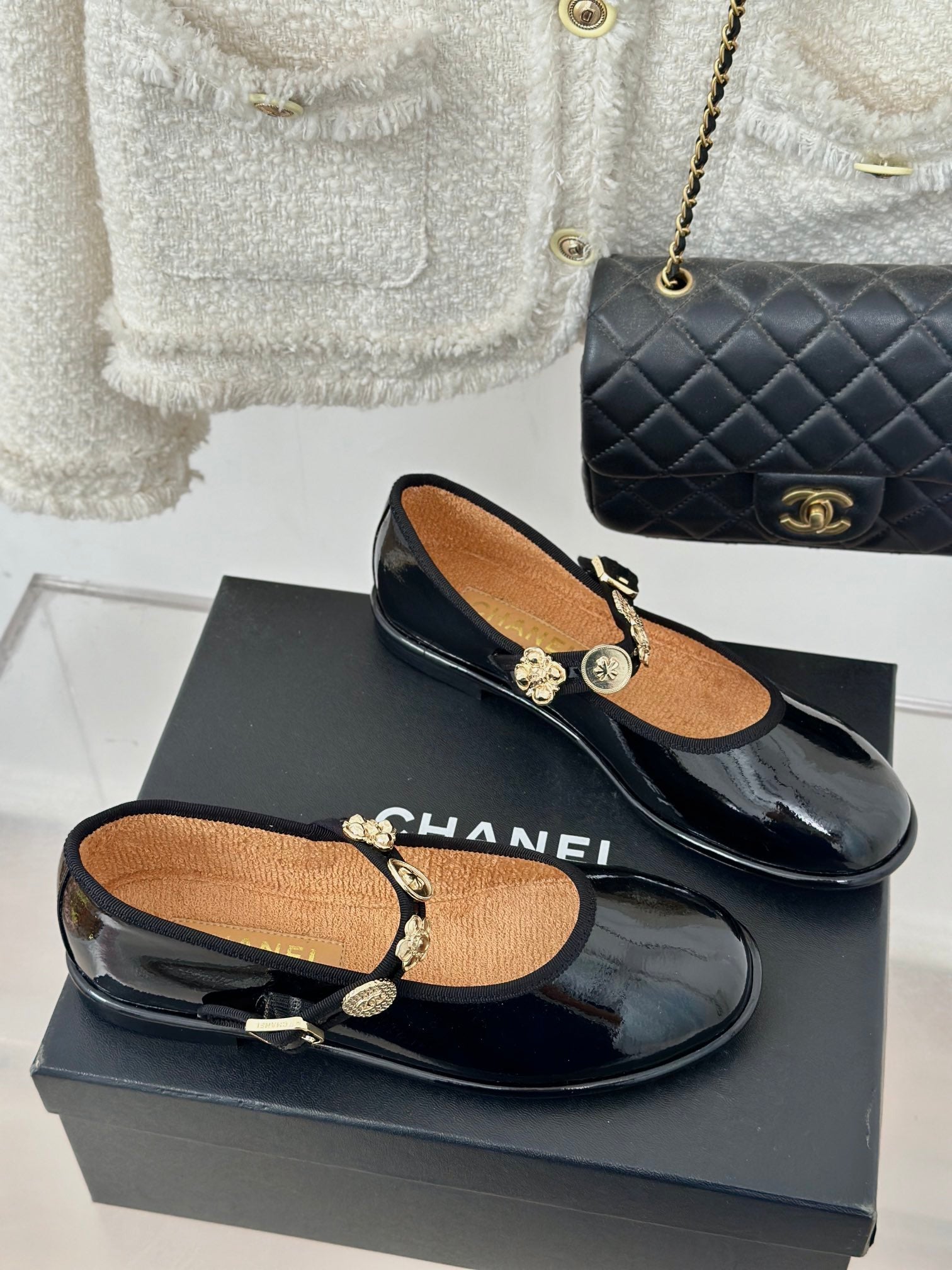 CC Mary Jane Glossy Black Cowhide And Lambskin