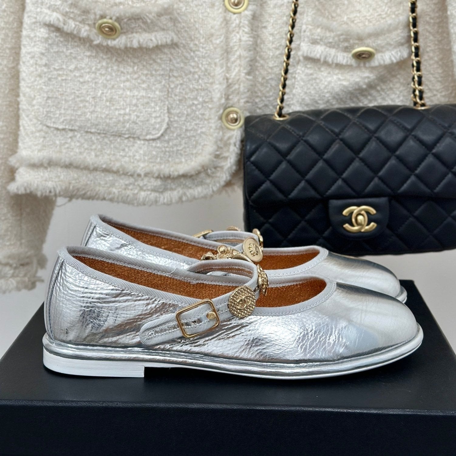 CC Mary Jane Silver Cowhide Wrinkled And Lambskin