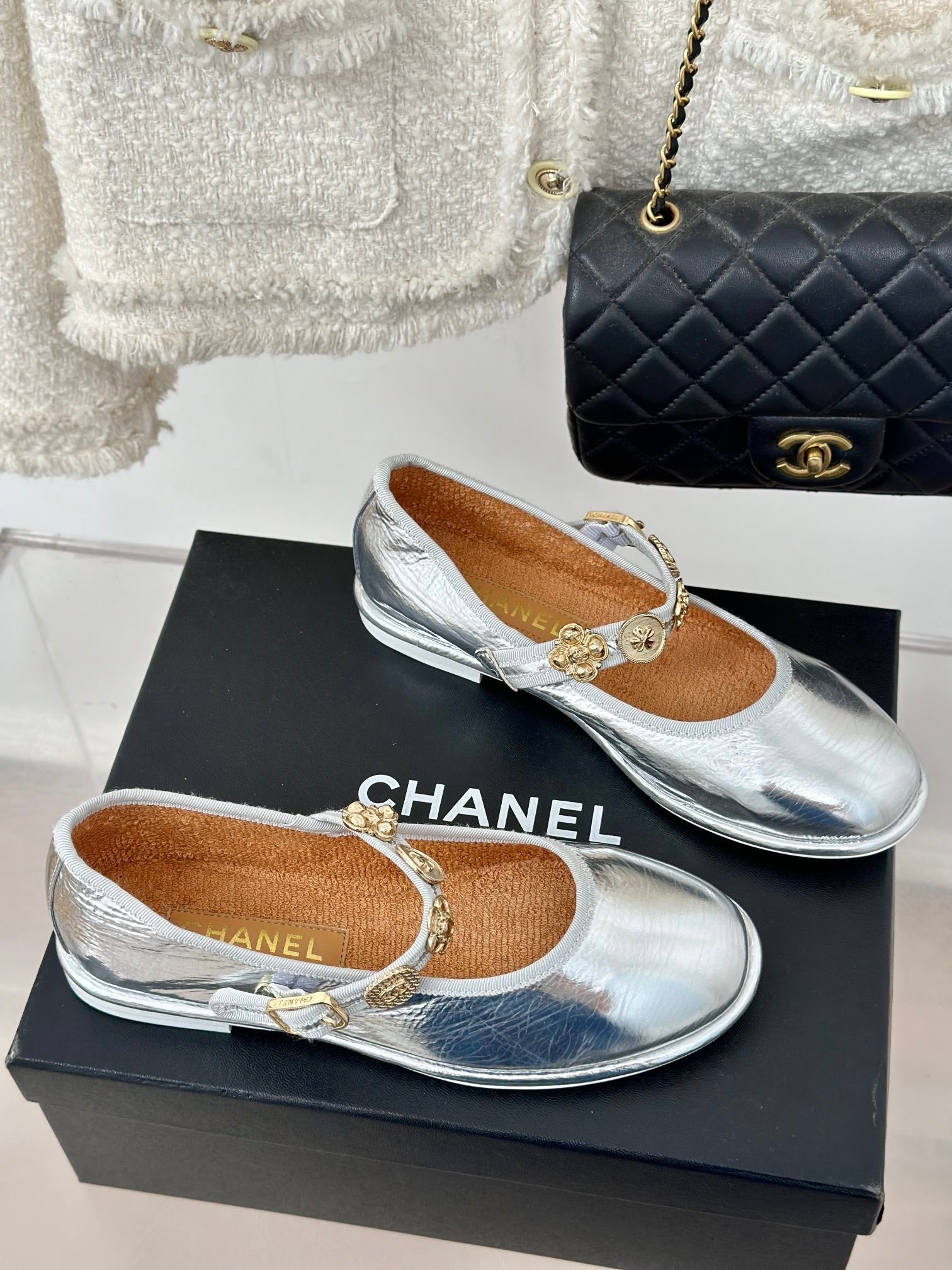 CC Mary Jane Silver Cowhide Wrinkled And Lambskin