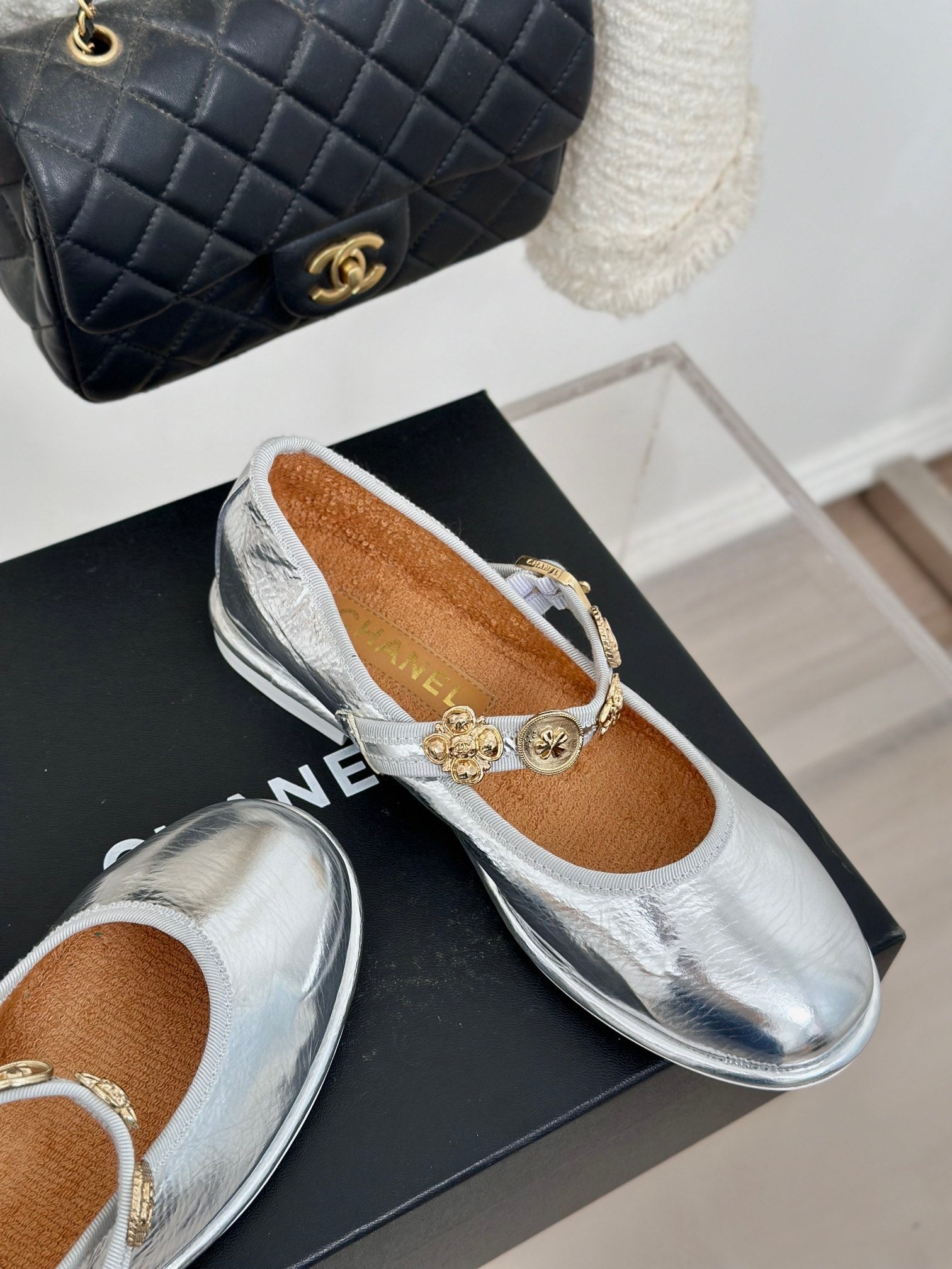 CC Mary Jane Silver Cowhide Wrinkled And Lambskin