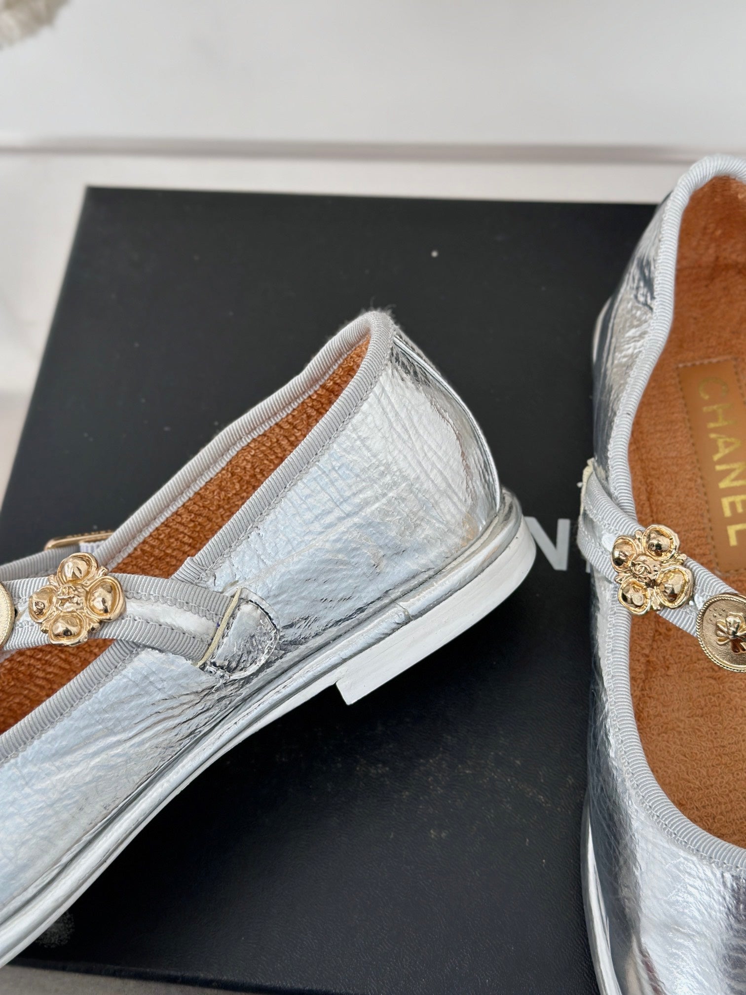 CC Mary Jane Silver Cowhide Wrinkled And Lambskin