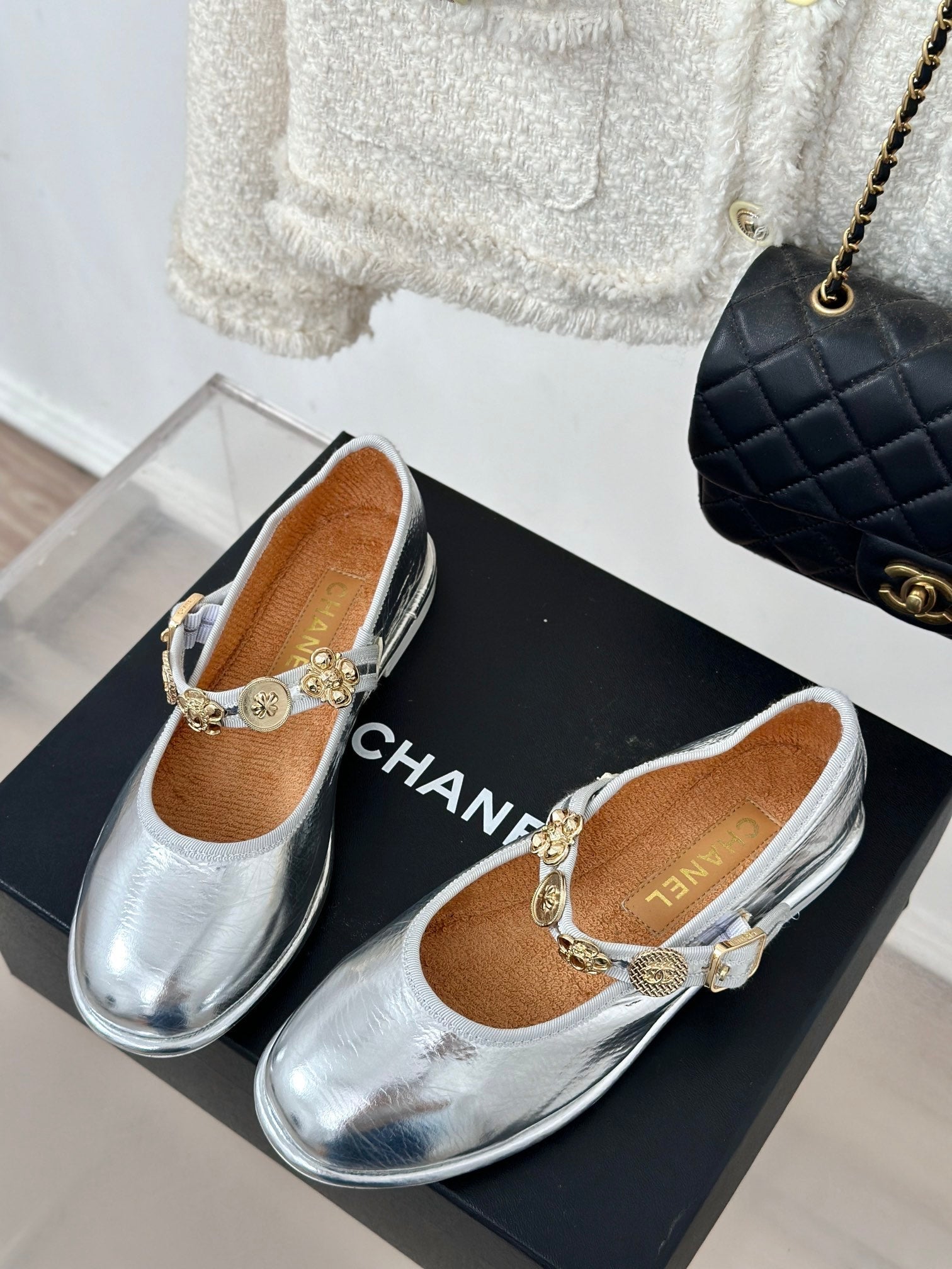 CC Mary Jane Silver Cowhide Wrinkled And Lambskin