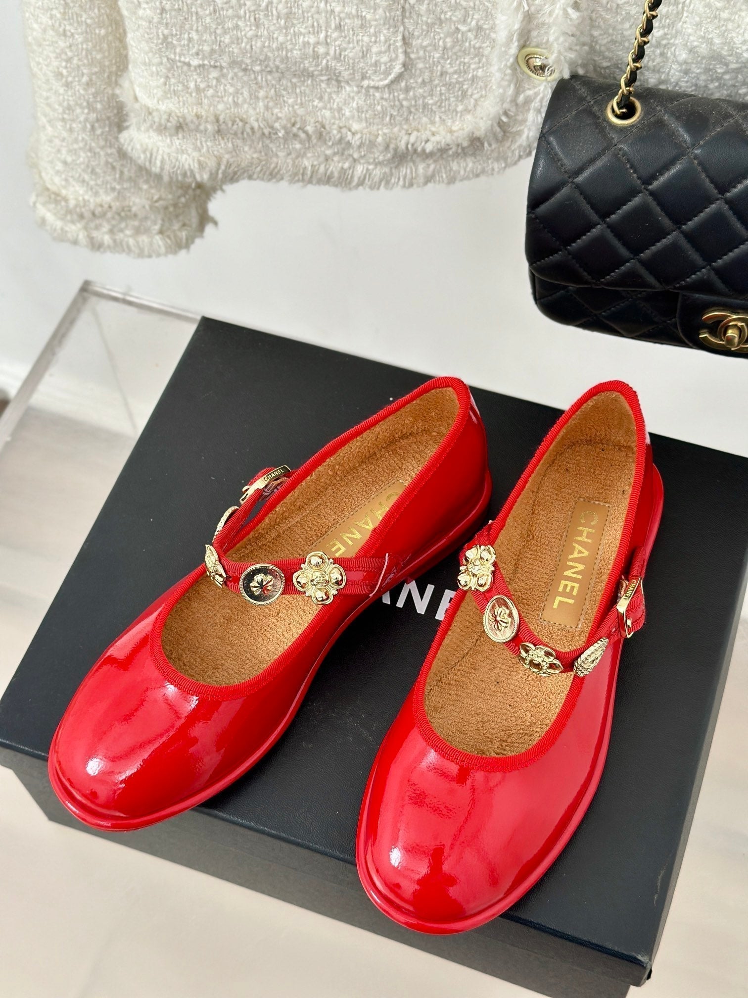 CC Mary Jane Glossy Bright Red Cowhide And Lambskin