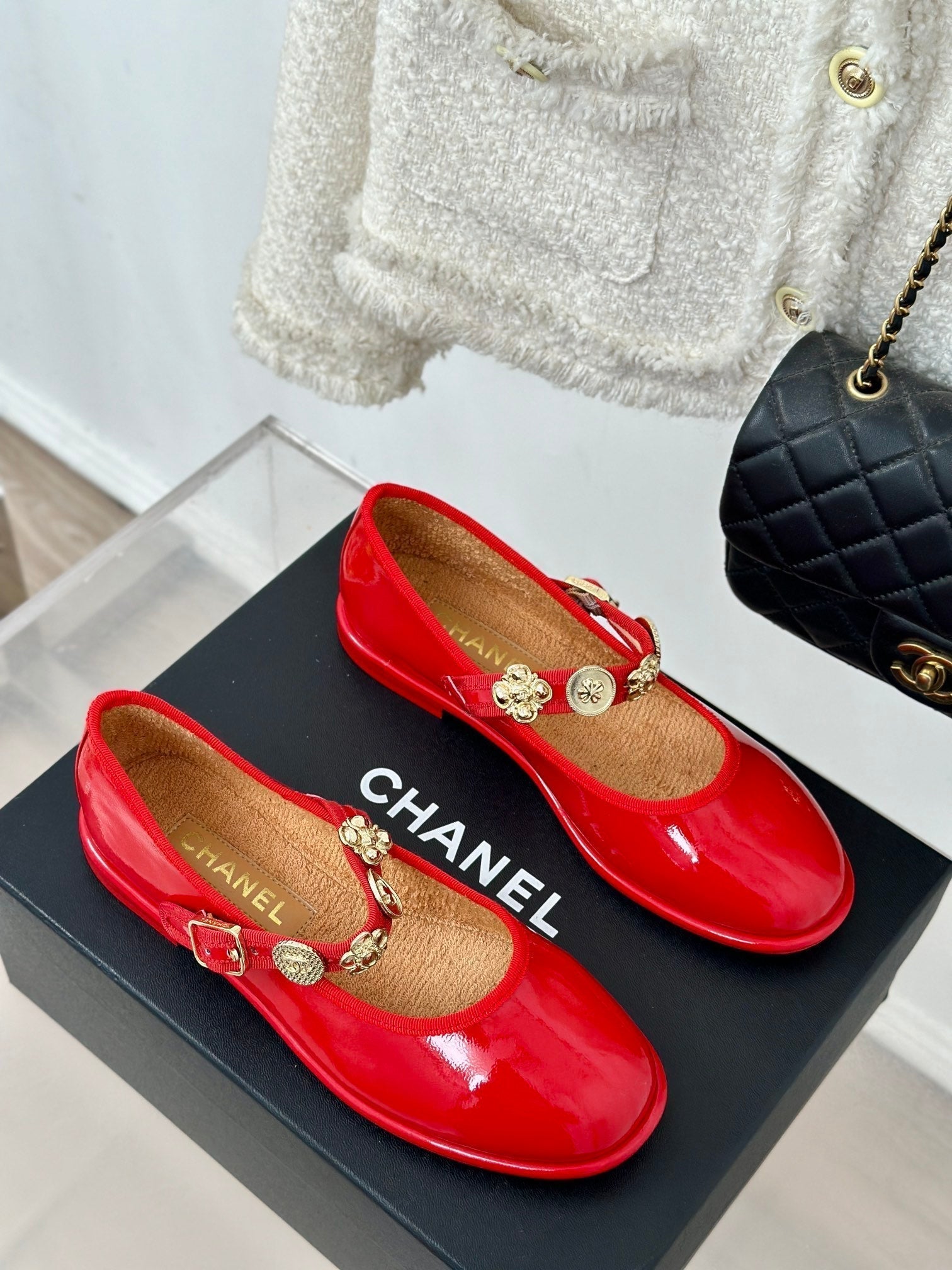 CC Mary Jane Glossy Bright Red Cowhide And Lambskin