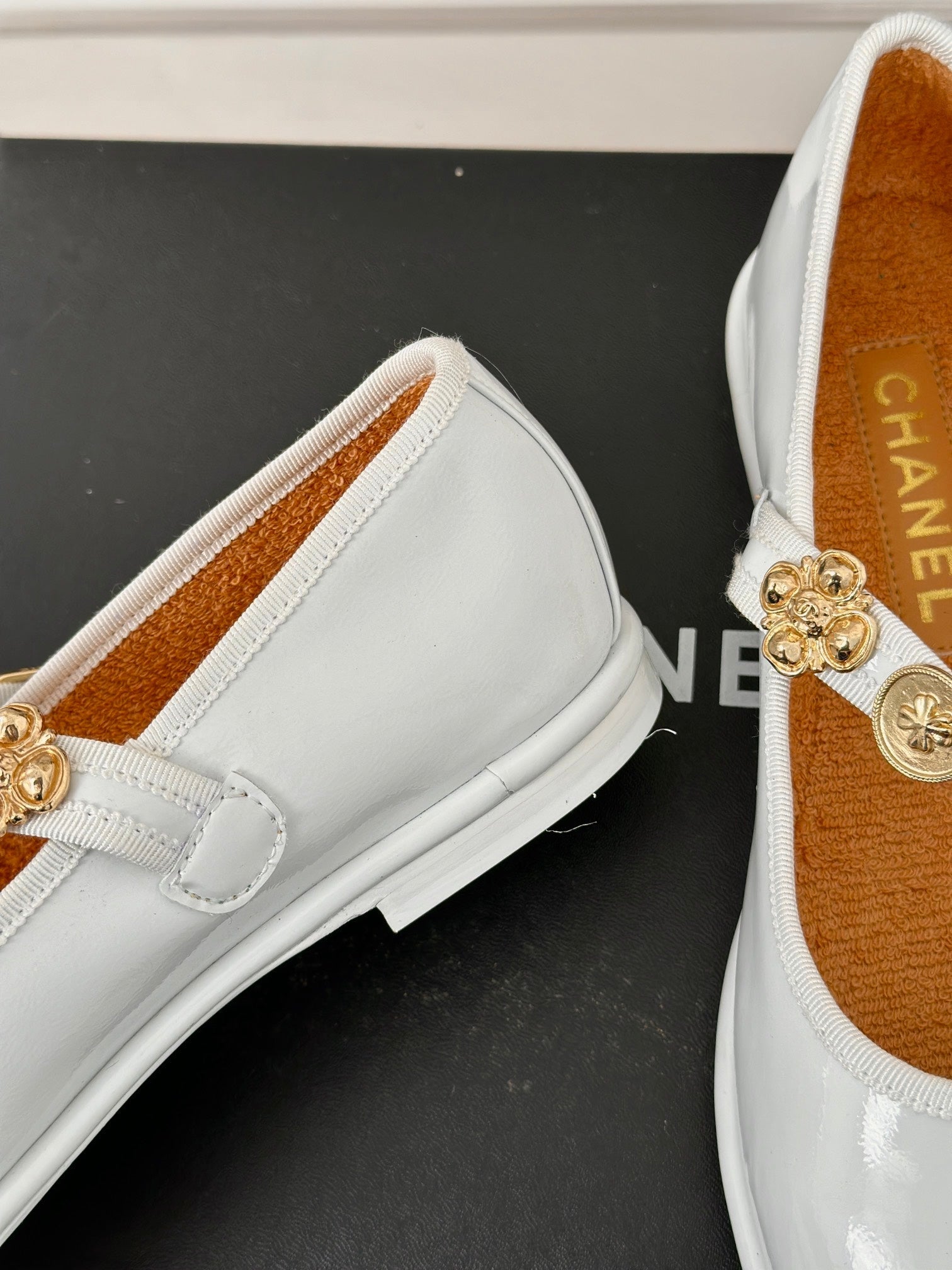 CC Mary Jane Glossy White Cowhide And Lambskin