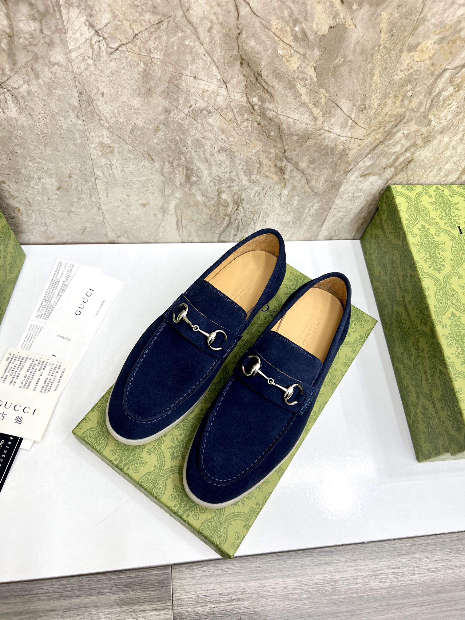 GG Men's Jordaan Loafer Navy Blue Suede 555996
