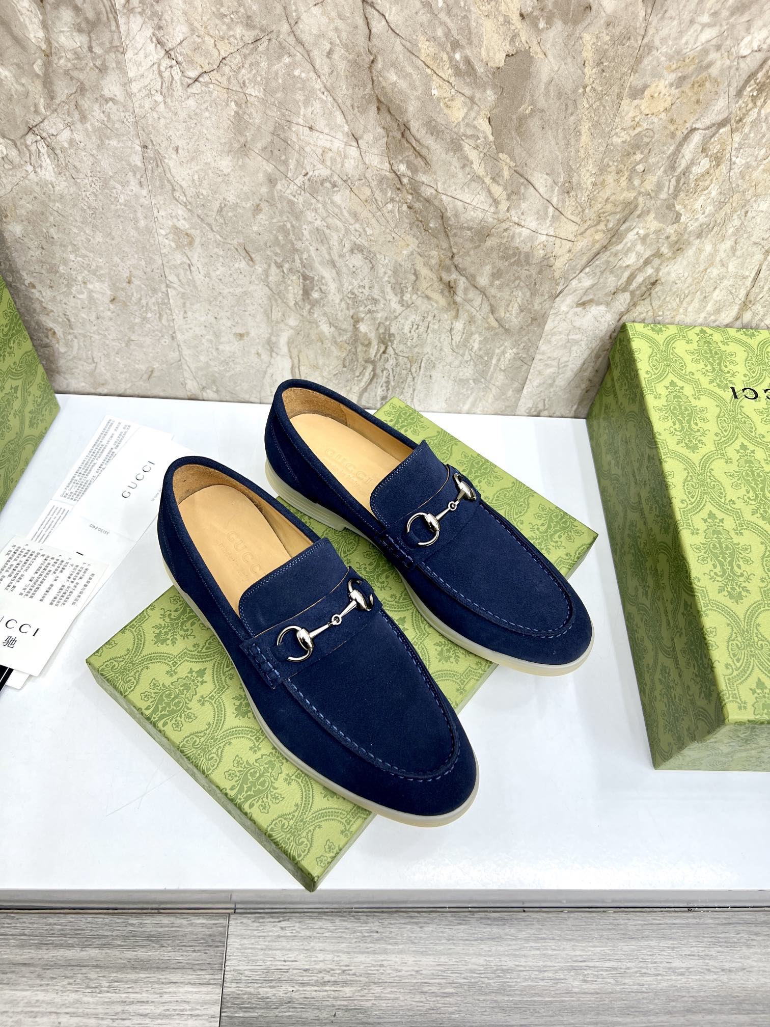 GG Men's Jordaan Loafer Navy Blue Suede 555996