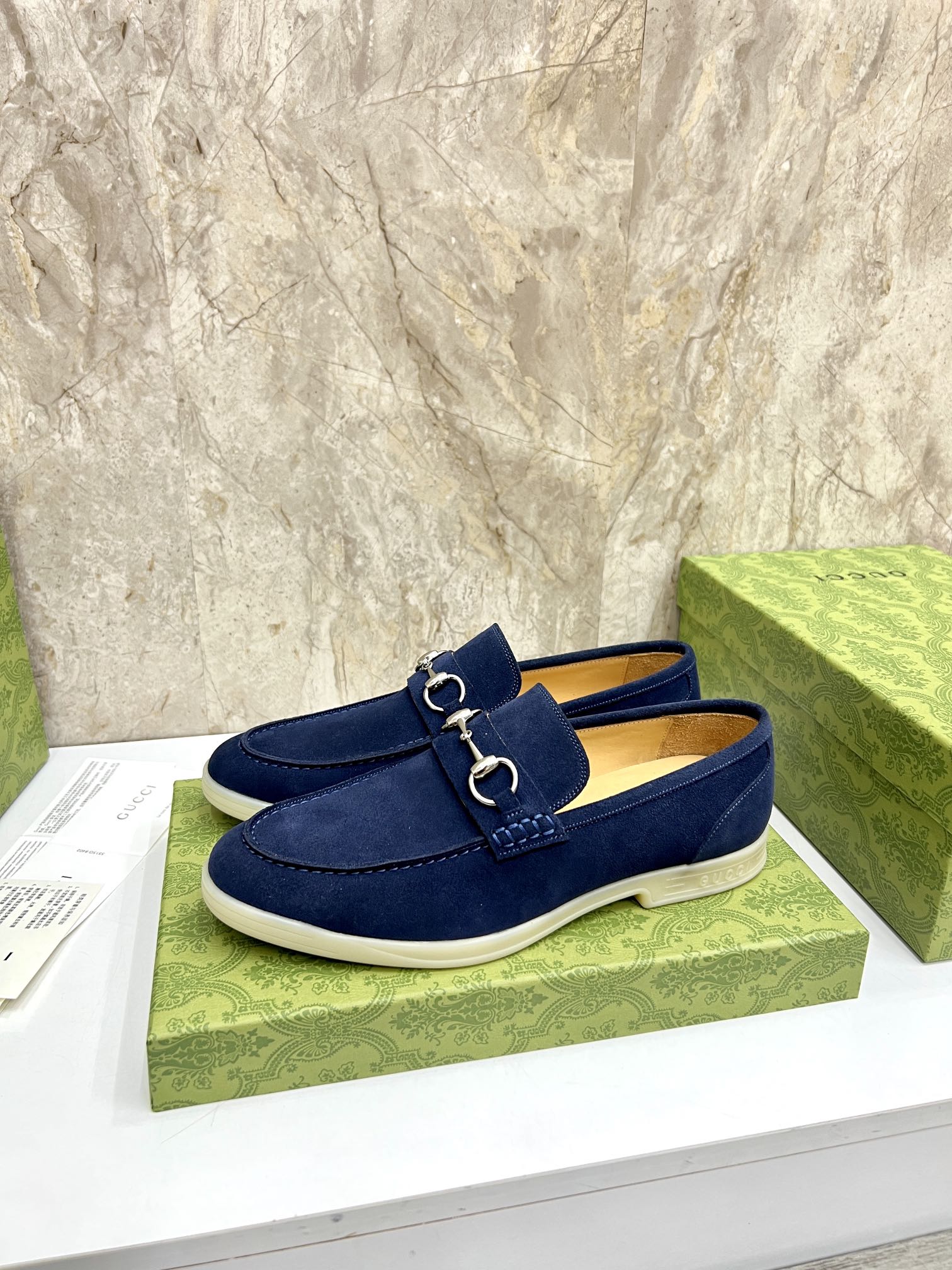 GG Men's Jordaan Loafer Navy Blue Suede 555996