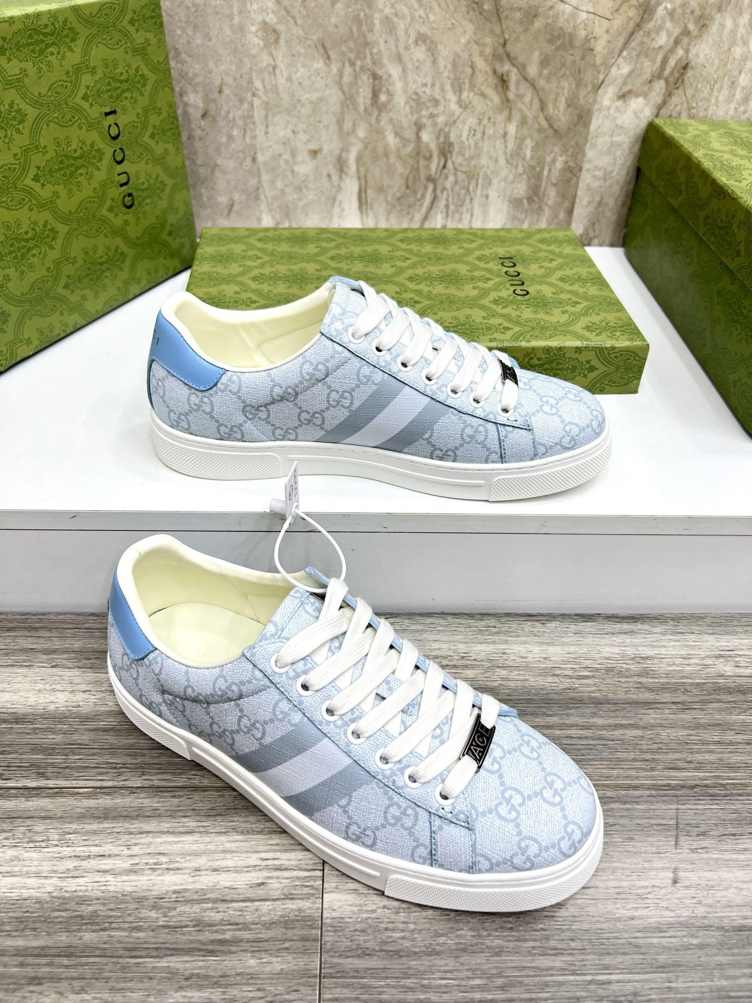 GG Men's ACE Sneaker Pastel Blue Canvas 525944