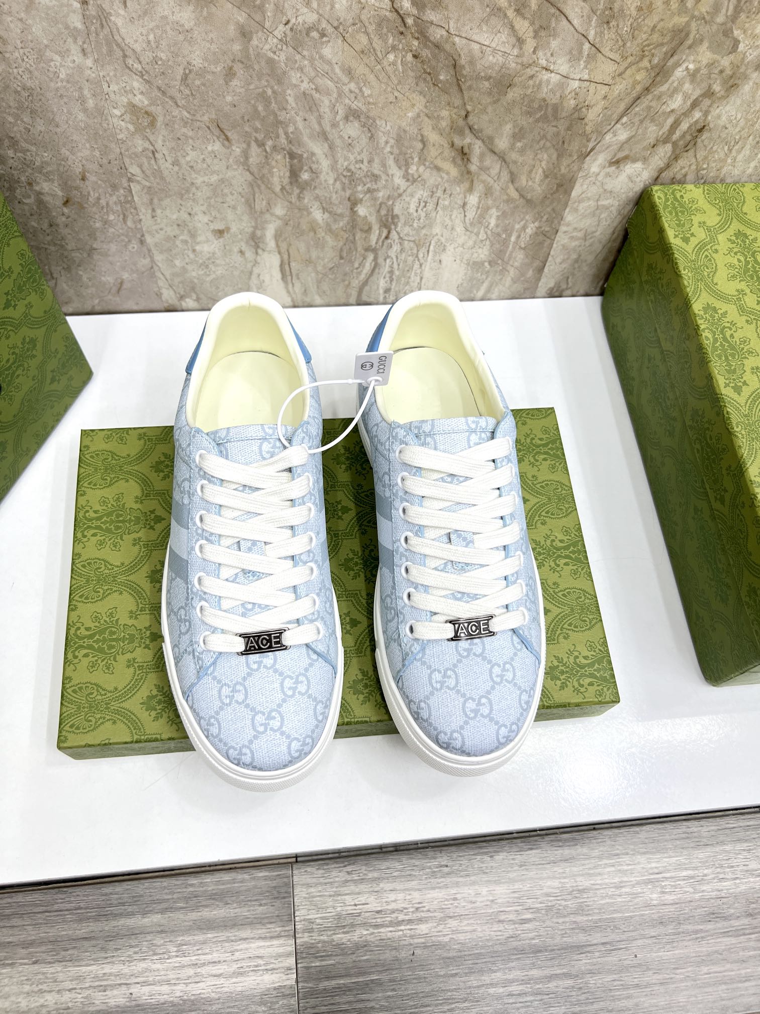 GG Men's ACE Sneaker Pastel Blue Canvas 525944