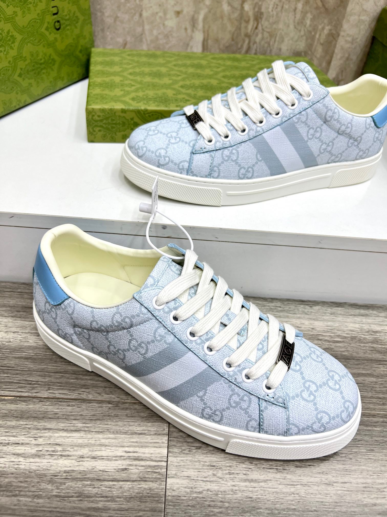 GG Men's ACE Sneaker Pastel Blue Canvas 525944