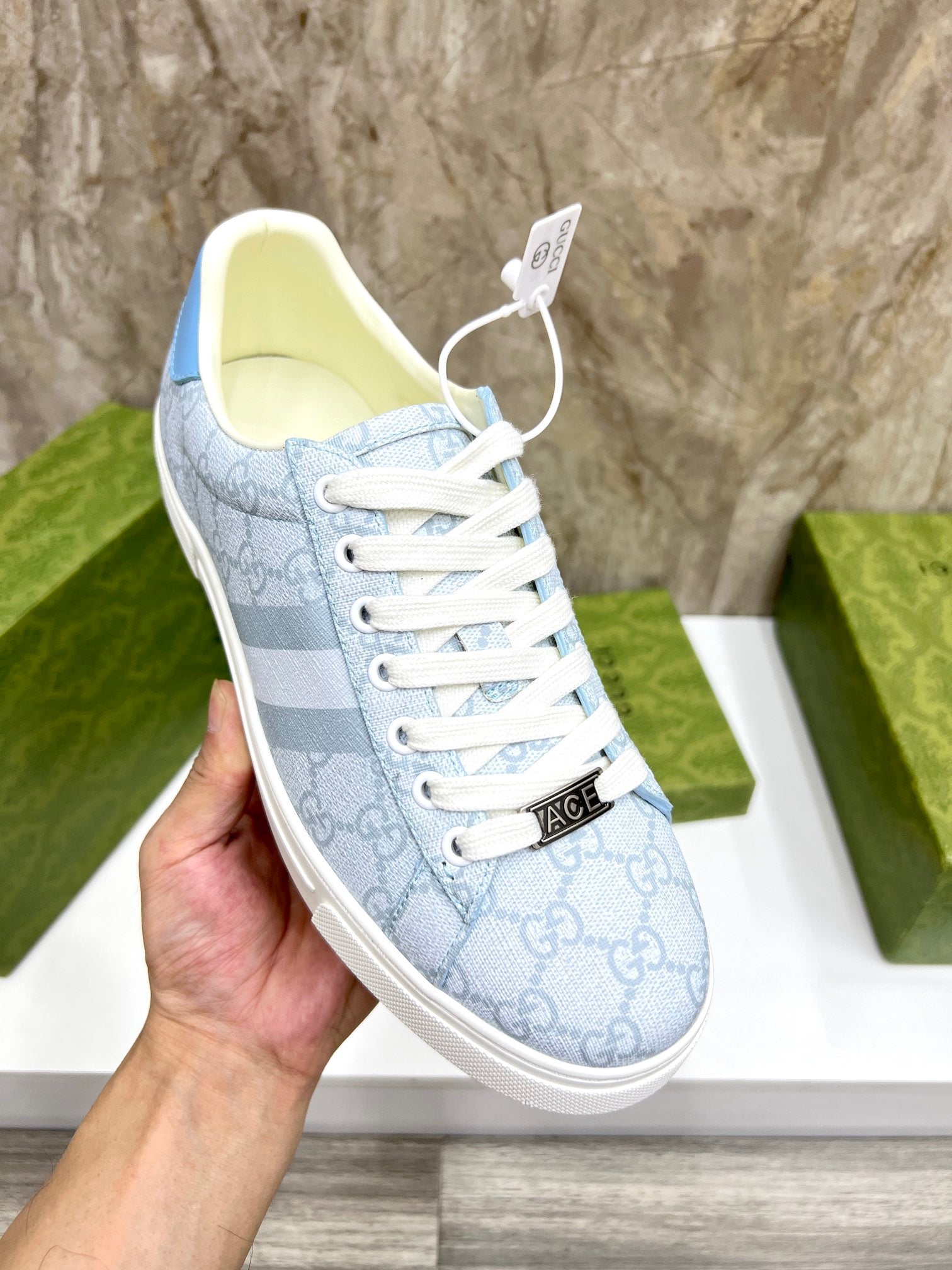 GG Men's ACE Sneaker Pastel Blue Canvas 525944