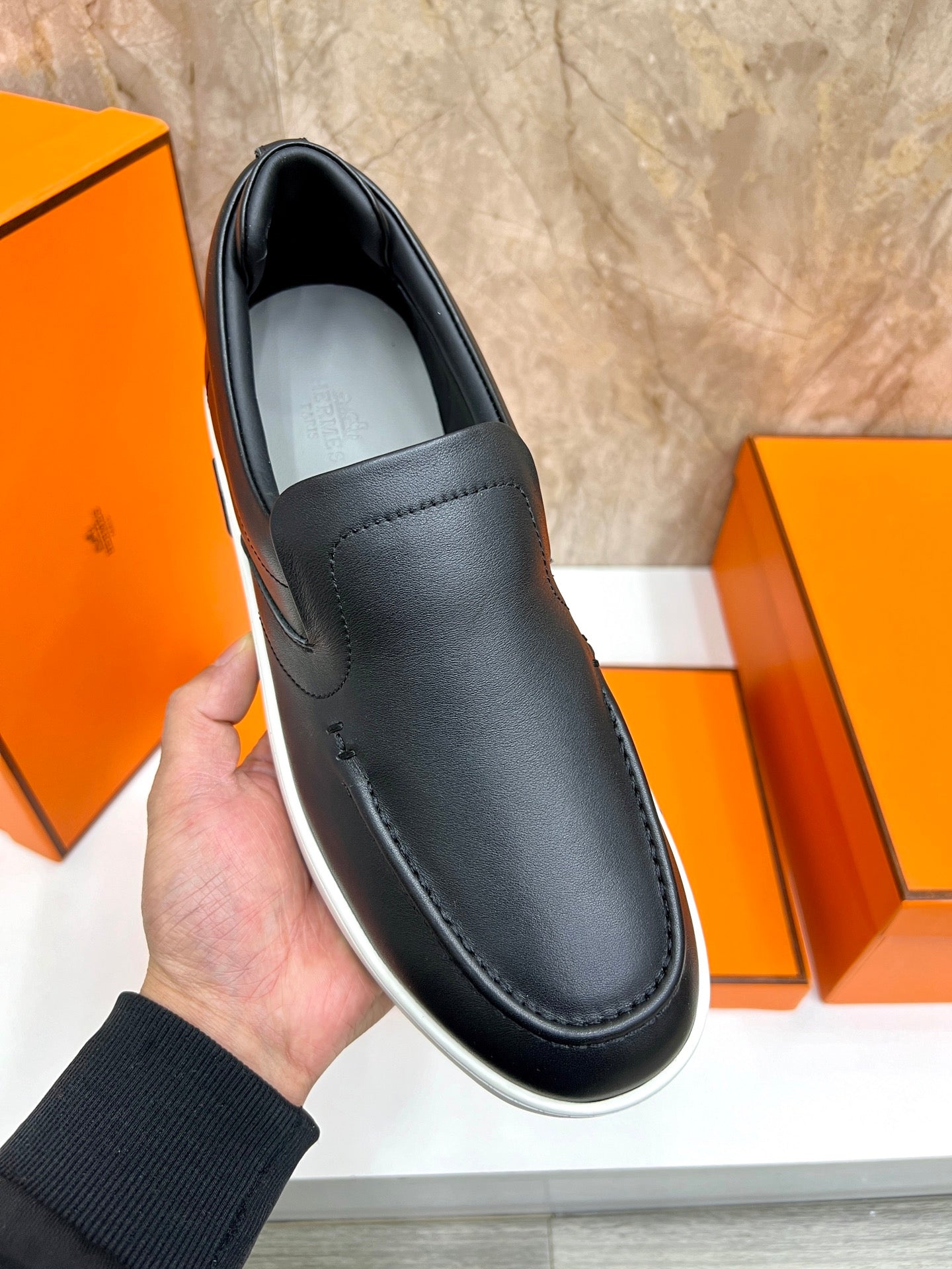 HM 25 Men's Kiddy Slip-on Shoe Black Cowhide 545621