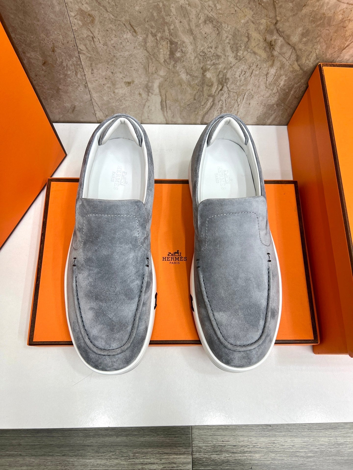 HM 25 Men's Kiddy Slip-on Shoe Grey Cowhide 545623