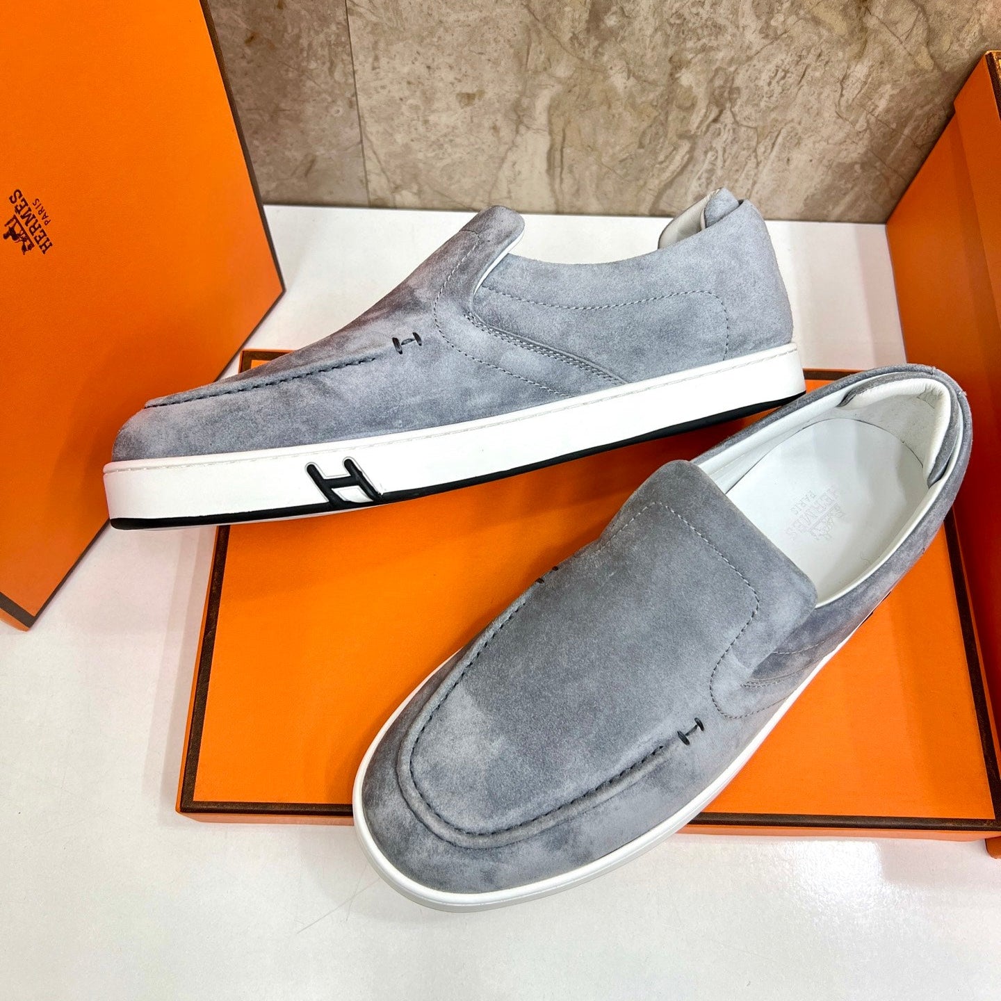 HM 25 Men's Kiddy Slip-on Shoe Grey Cowhide 545623