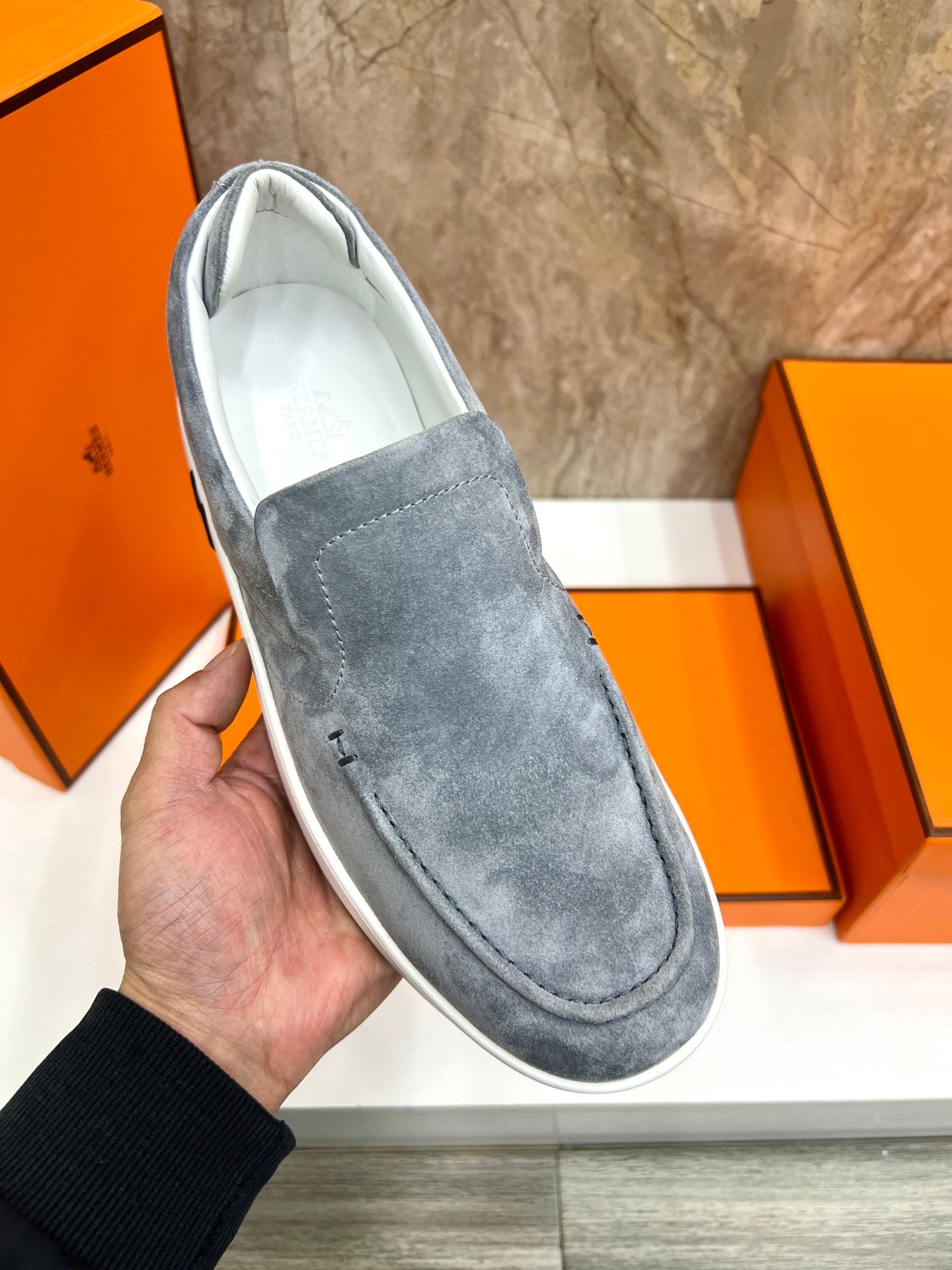 HM 25 Men's Kiddy Slip-on Shoe Grey Cowhide 545623