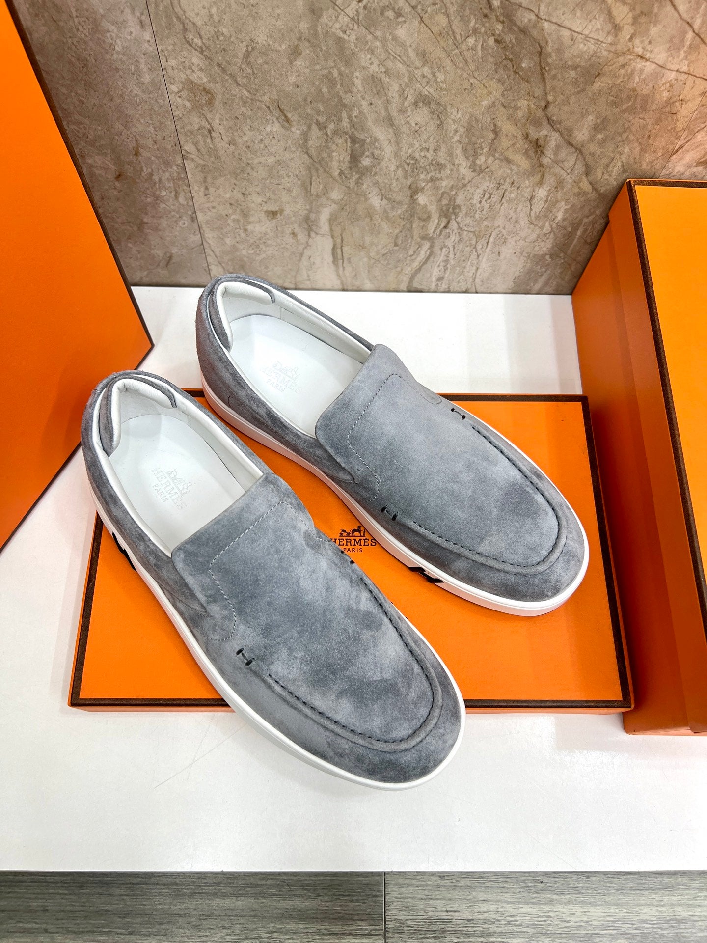 HM 25 Men's Kiddy Slip-on Shoe Grey Cowhide 545623