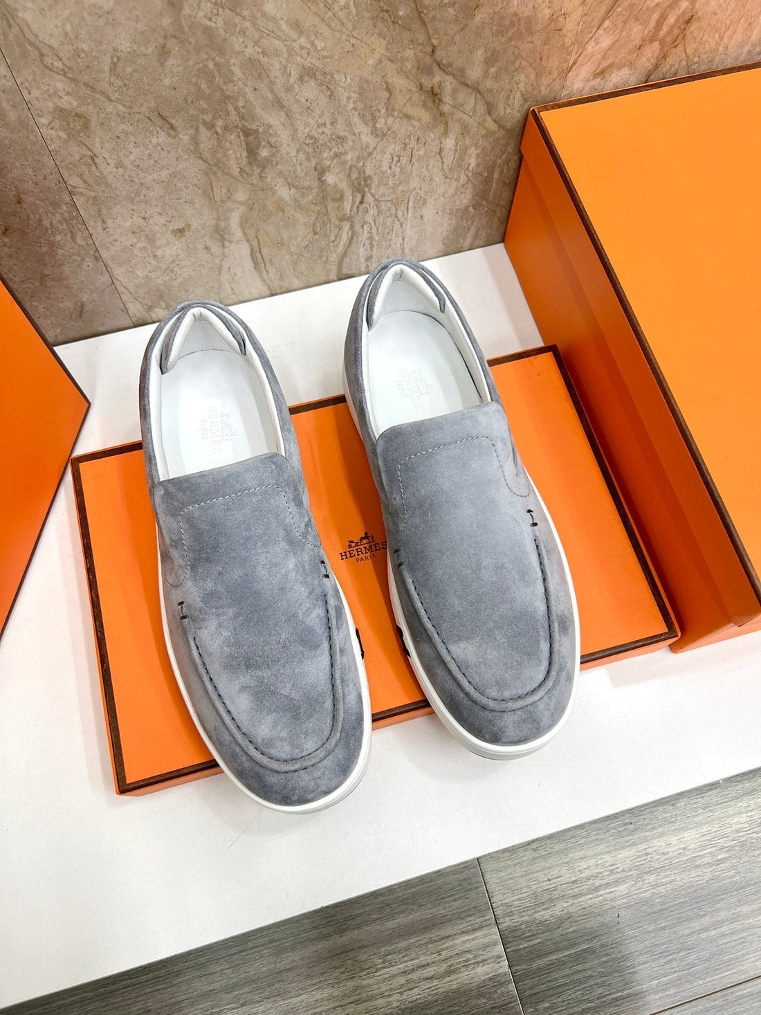 HM 25 Men's Kiddy Slip-on Shoe Grey Cowhide 545623