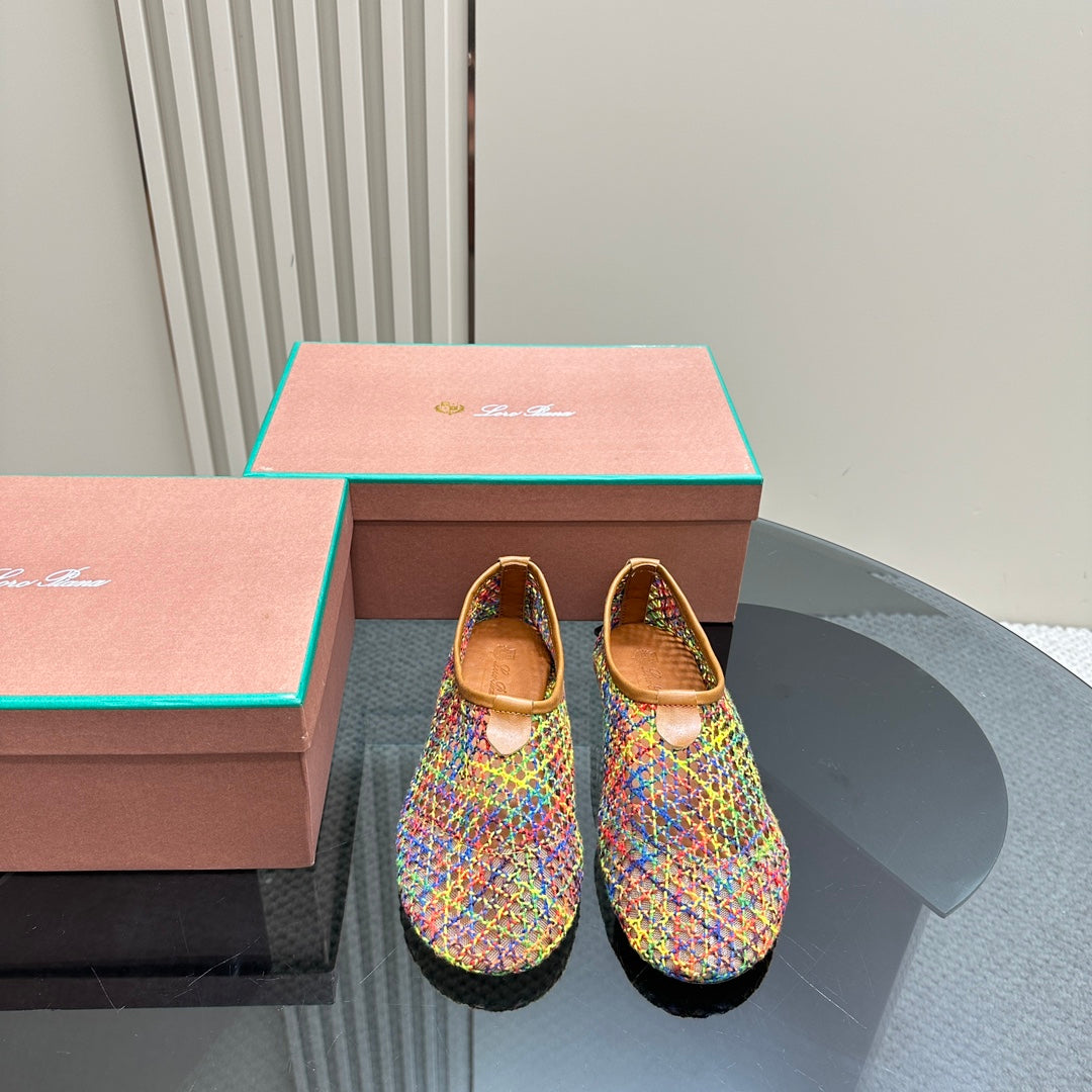 floaty flat mocassin sliper multicolor fabric