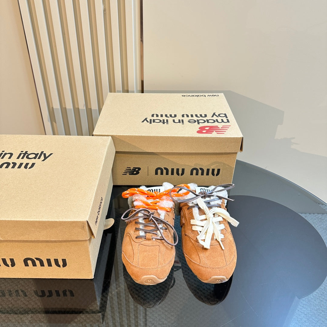 Miu x Balance 530 SL Mule Brown Yellow Suede