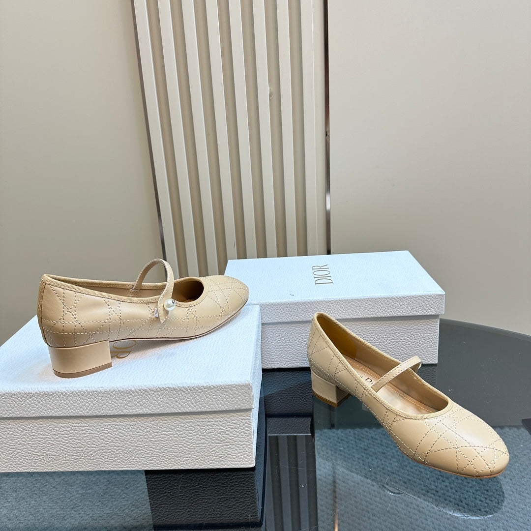 CD Ballet Pump Beige Soft Cowhide