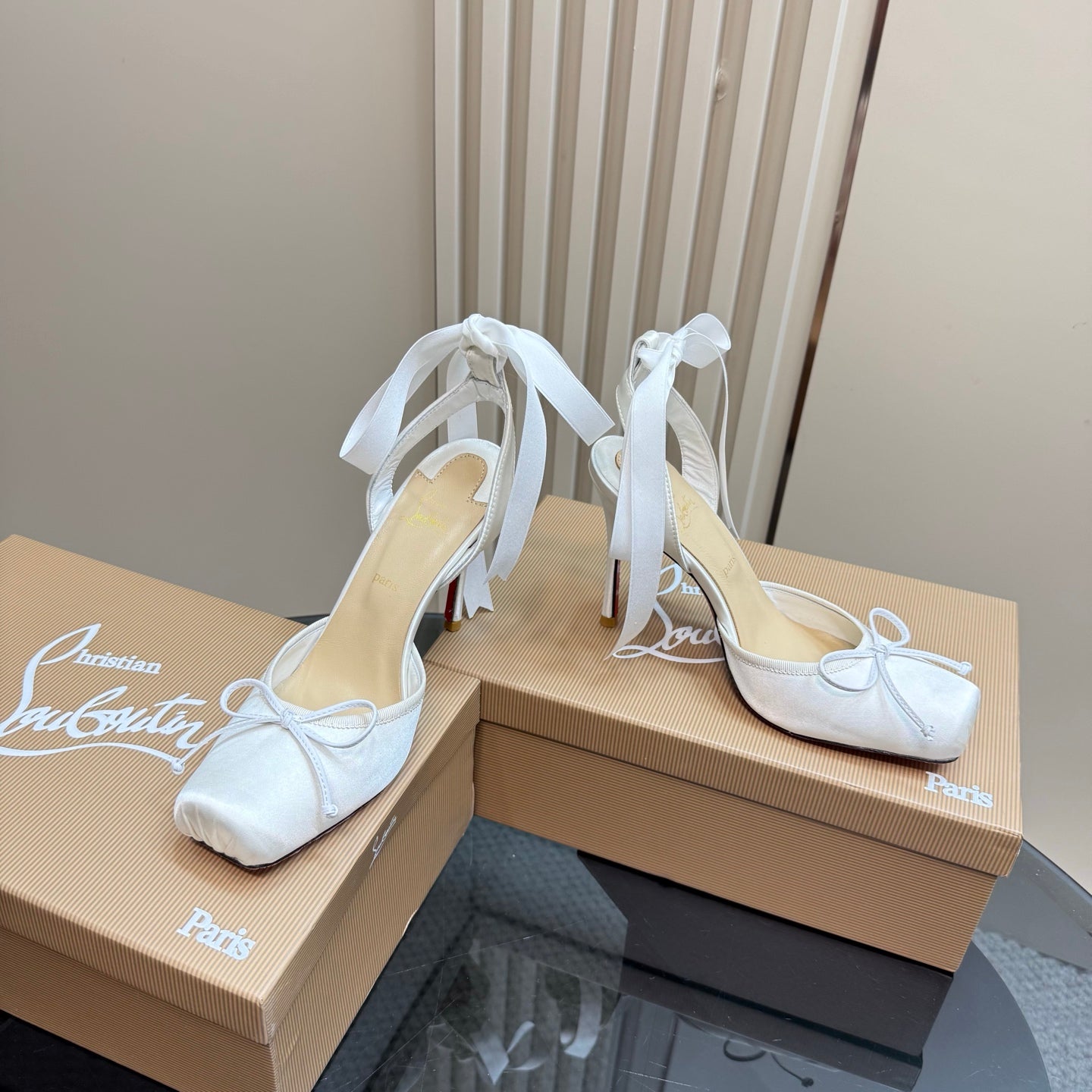 CL 25C Cassia Lace Up 100mm White Silk 215857