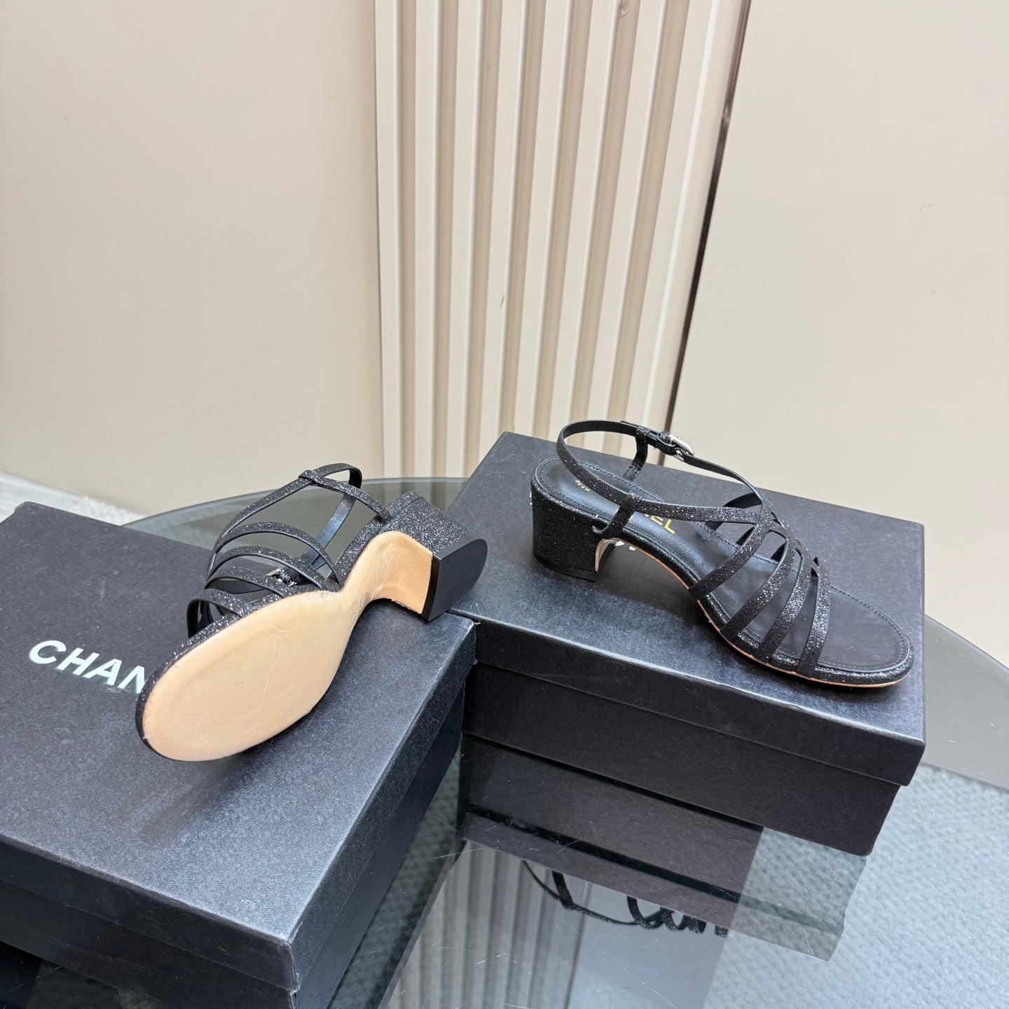 CC 25 Sandal Heels Black Sheepskin 239417