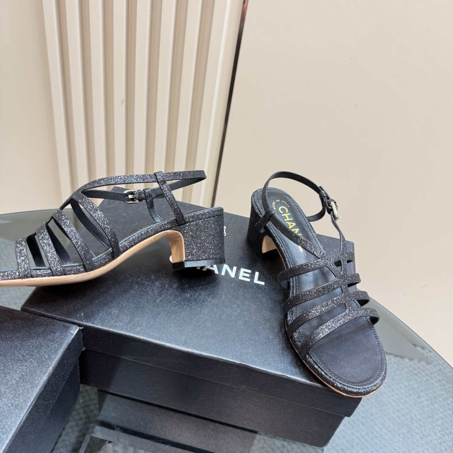 CC 25 Sandal Heels Black Sheepskin 239417