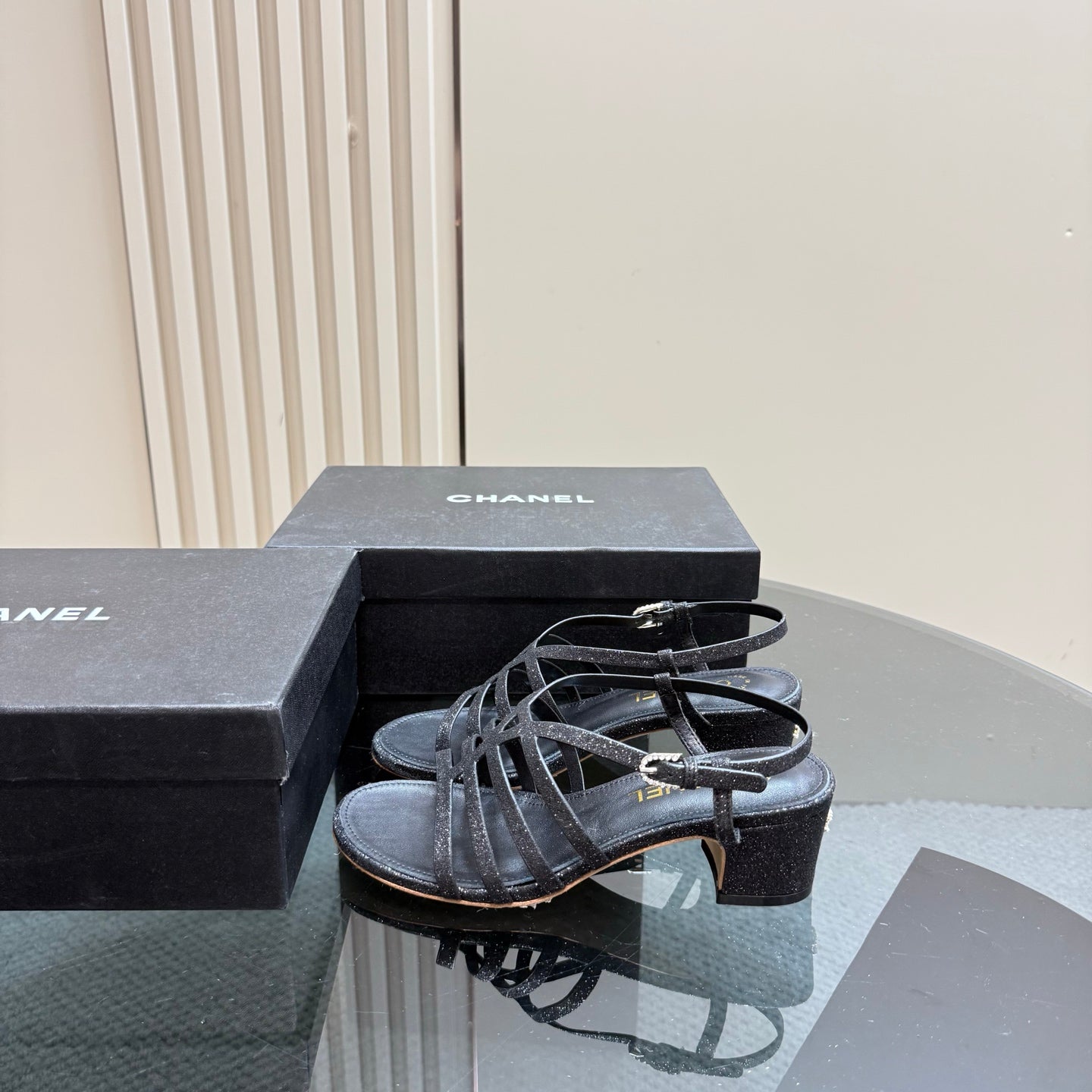 CC 25 Sandal Heels Black Sheepskin 239417