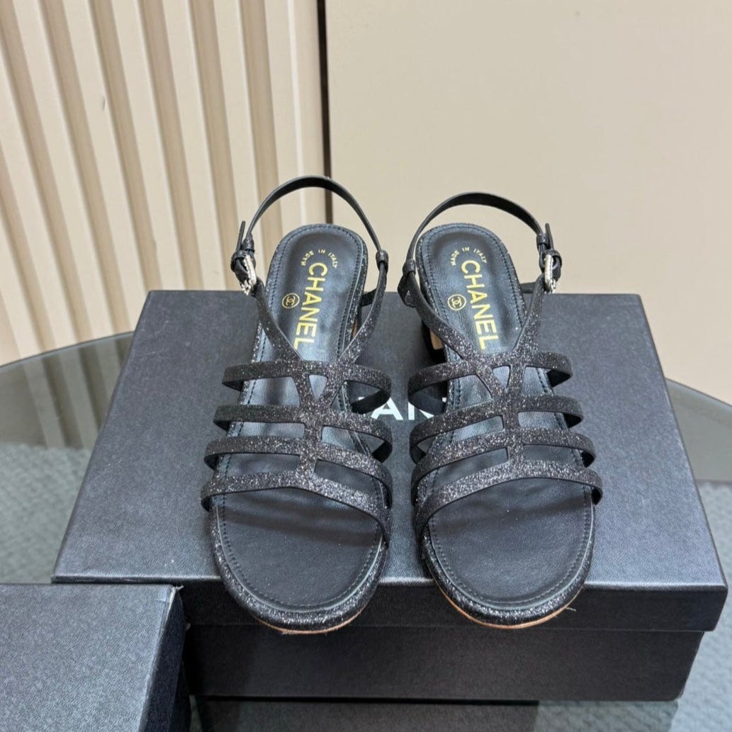 CC 25 Sandal Heels Black Sheepskin 239417