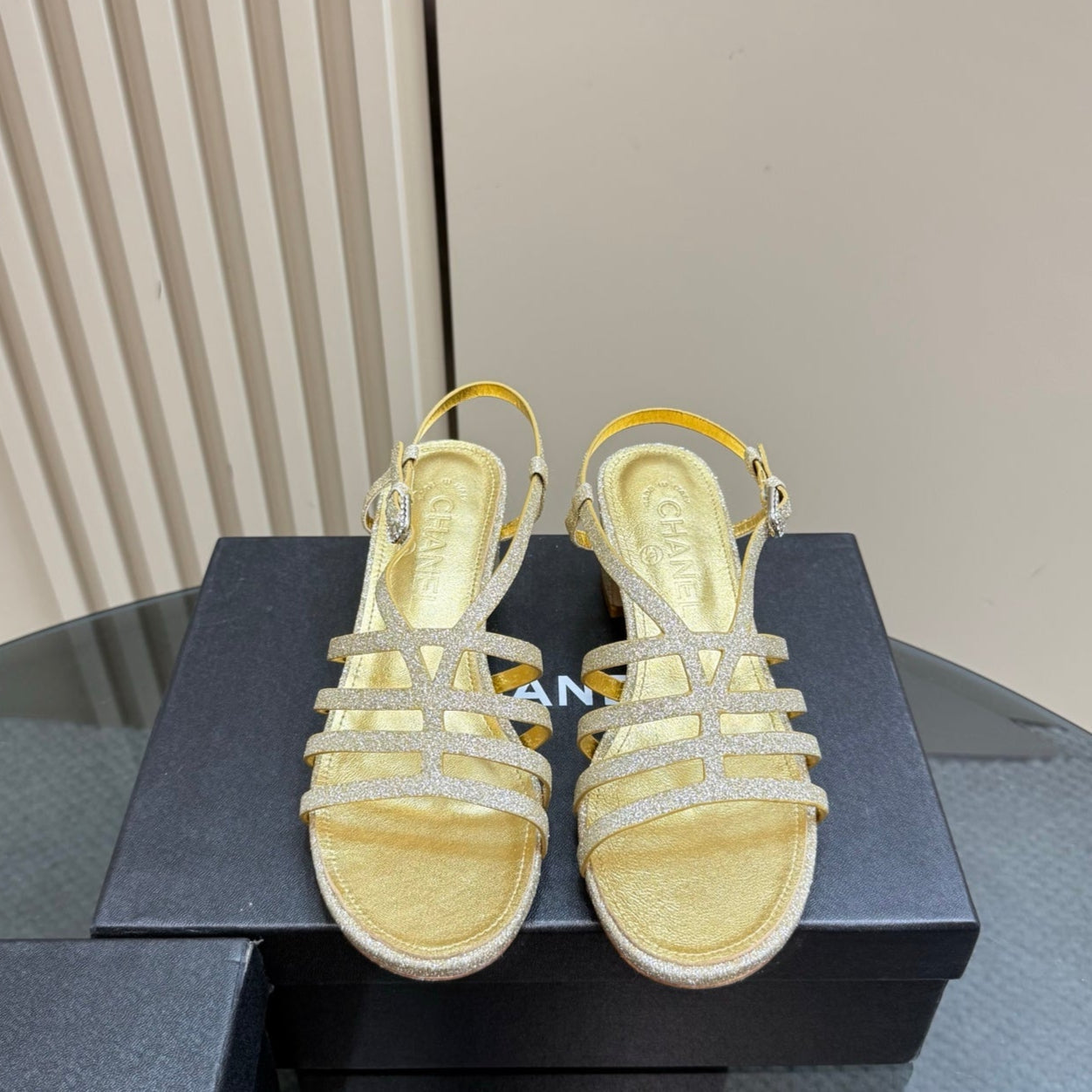 CC 25 Sandal Heels Gold Sheepskin 239418