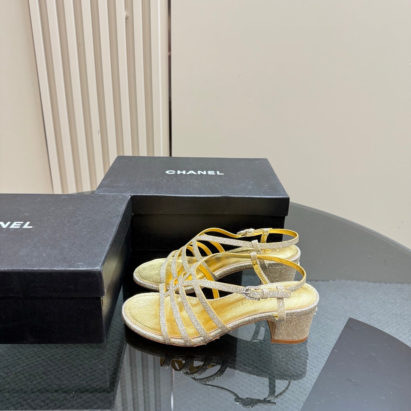 CC 25 Sandal Heels Gold Sheepskin 239418