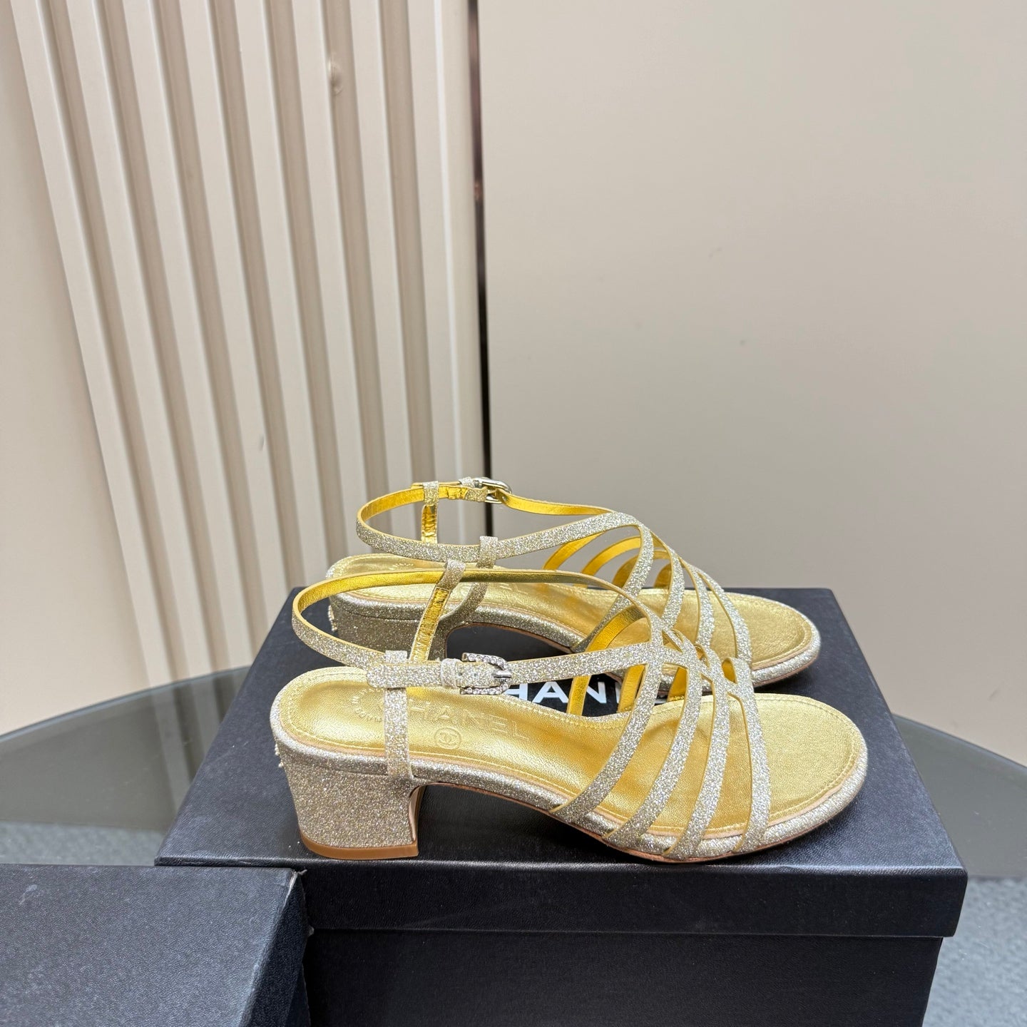 CC 25 Sandal Heels Gold Sheepskin 239418