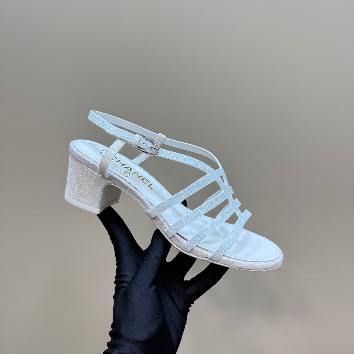 CC 25 Sandal Heels White Sheepskin 239419