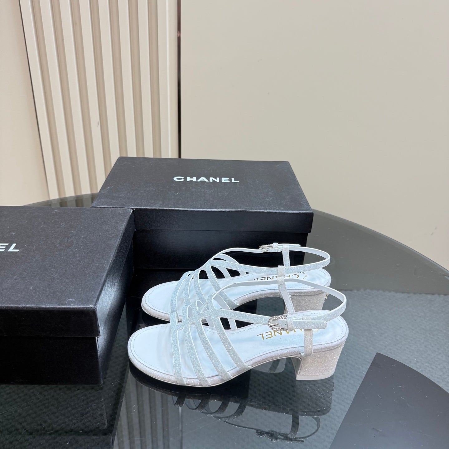 CC 25 Sandal Heels White Sheepskin 239419