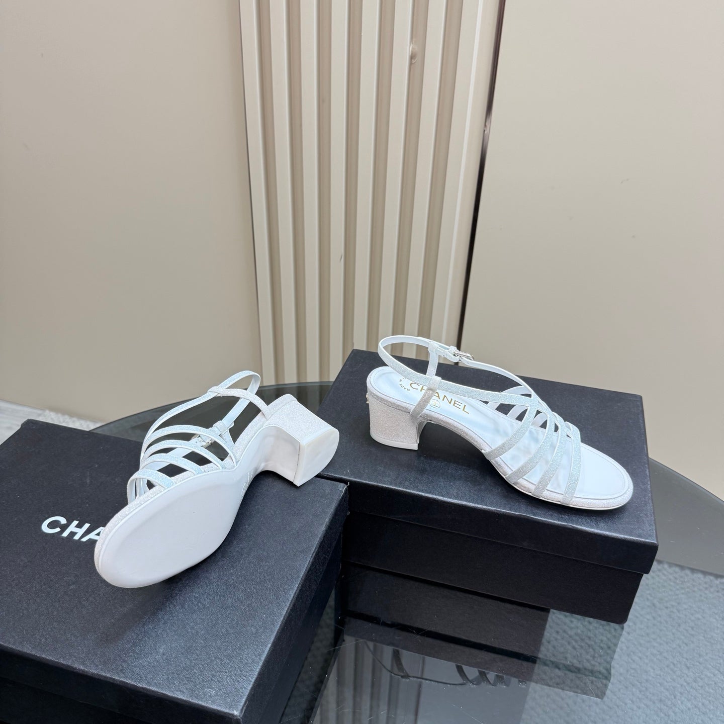 CC 25 Sandal Heels White Sheepskin 239419